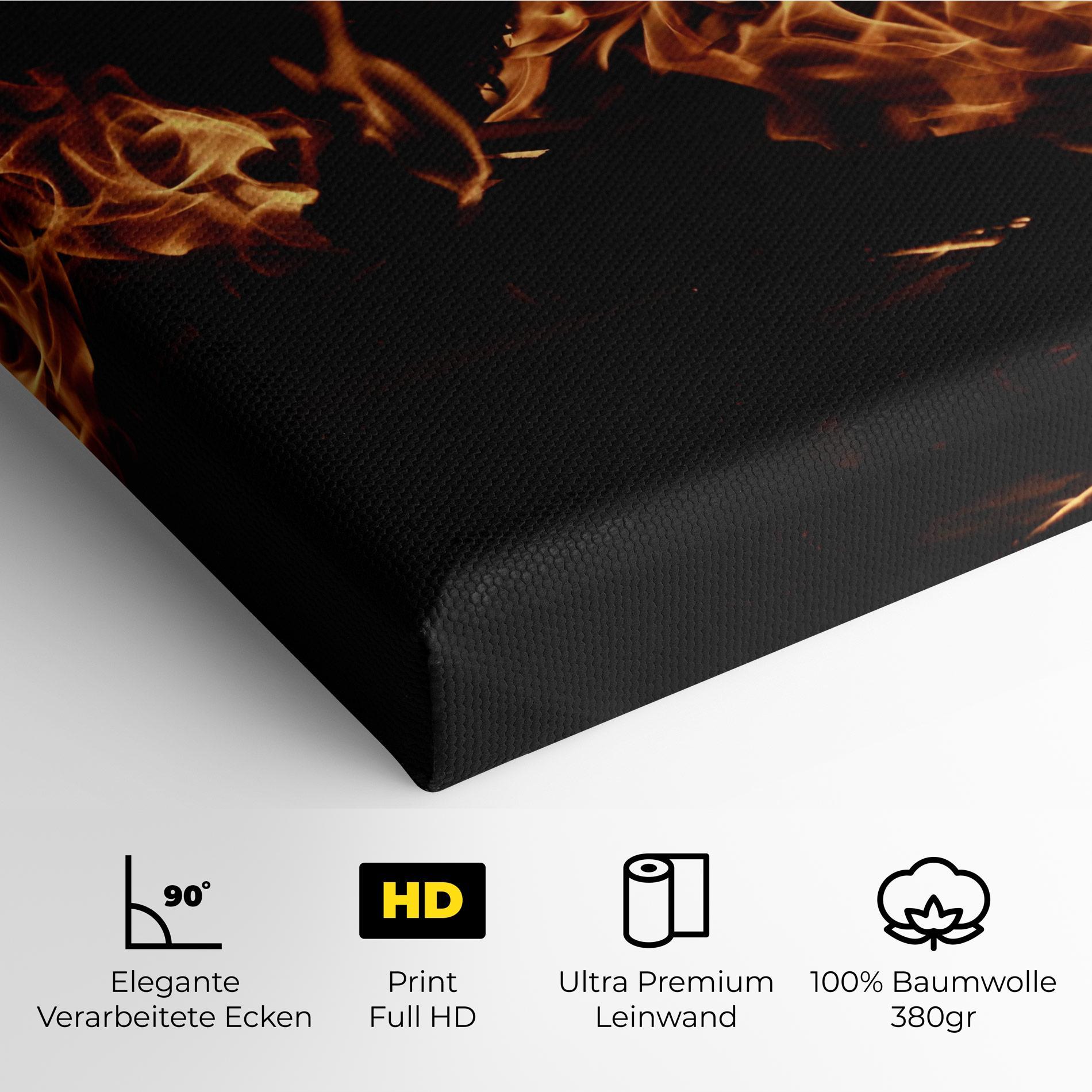 Leinwandbild Fire On Black mockup 4
