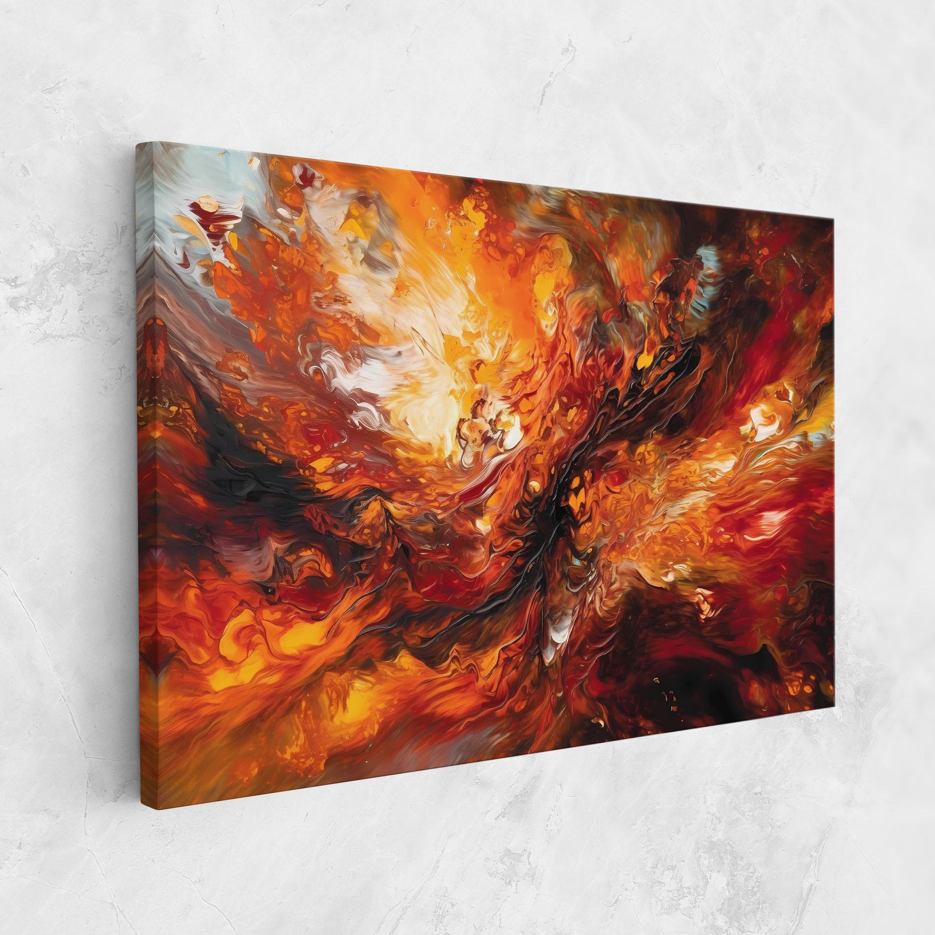 Leinwandbild Fiery Red Orange Art mockup 1