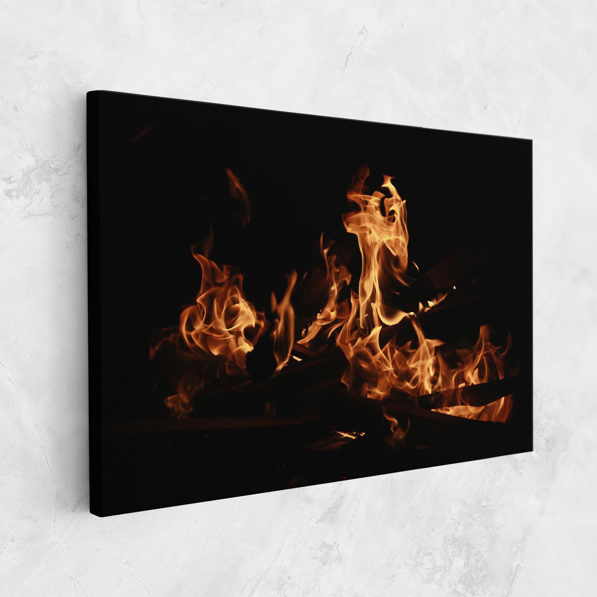 Leinwandbild Fire On Black mockup 1