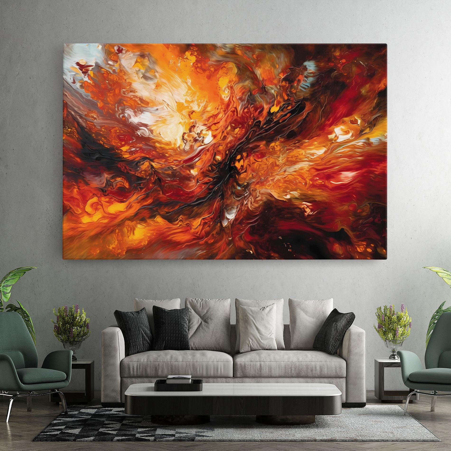 Leinwandbild Fiery Red Orange Art mockup 7
