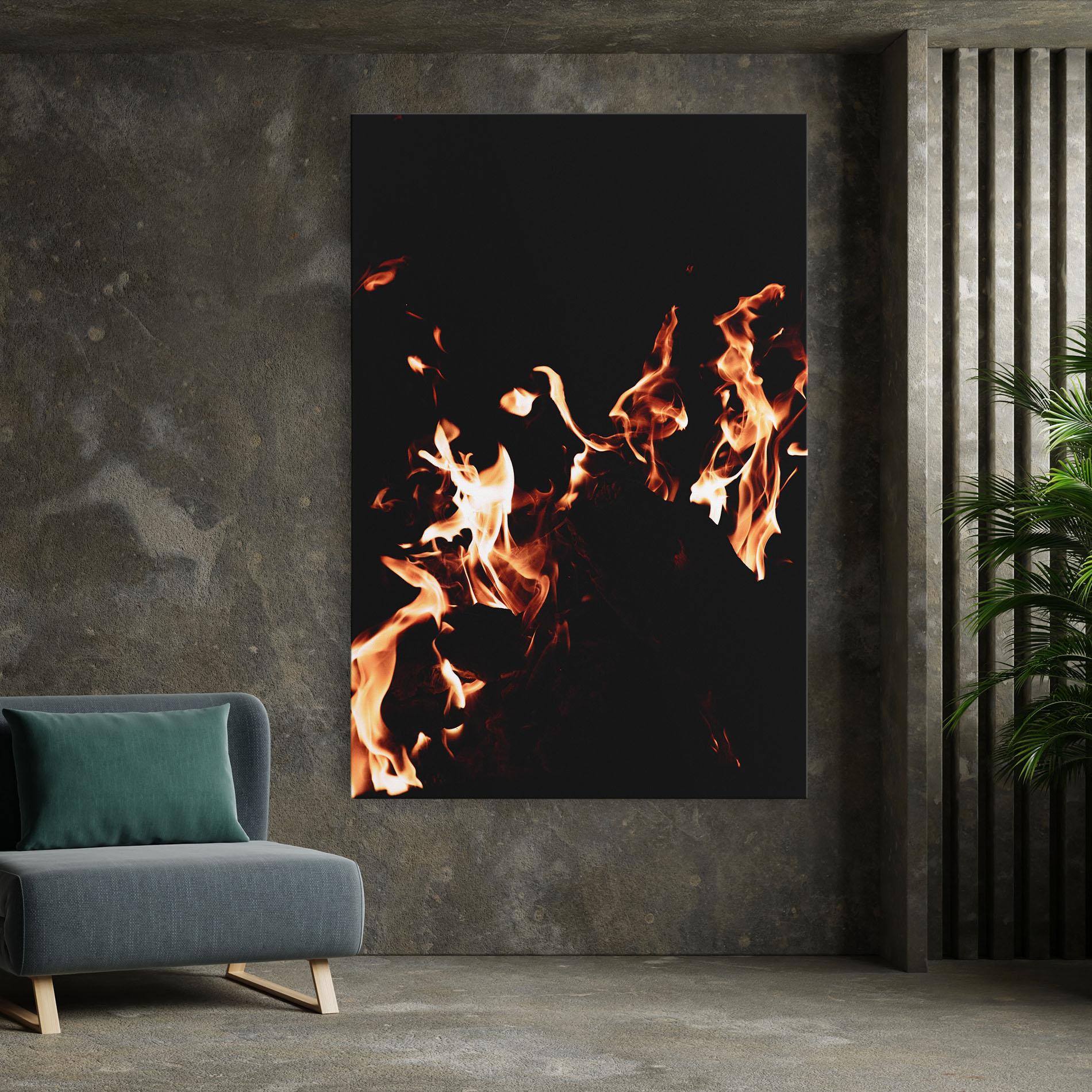 Leinwandbild Red Grey Fire mockup 7