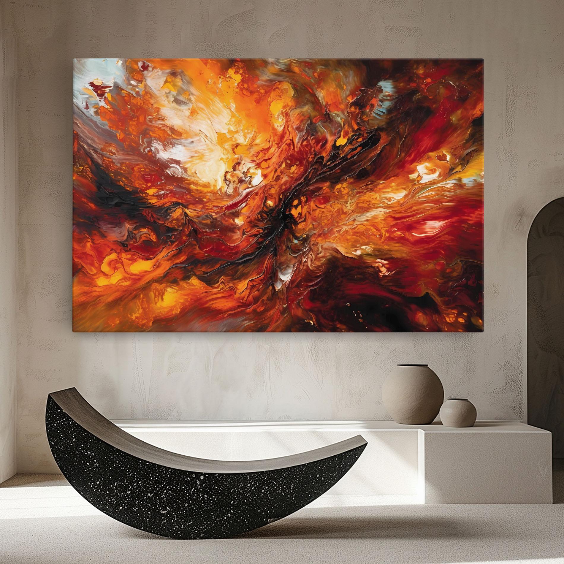 Leinwandbild Fiery Red Orange Art mockup 8