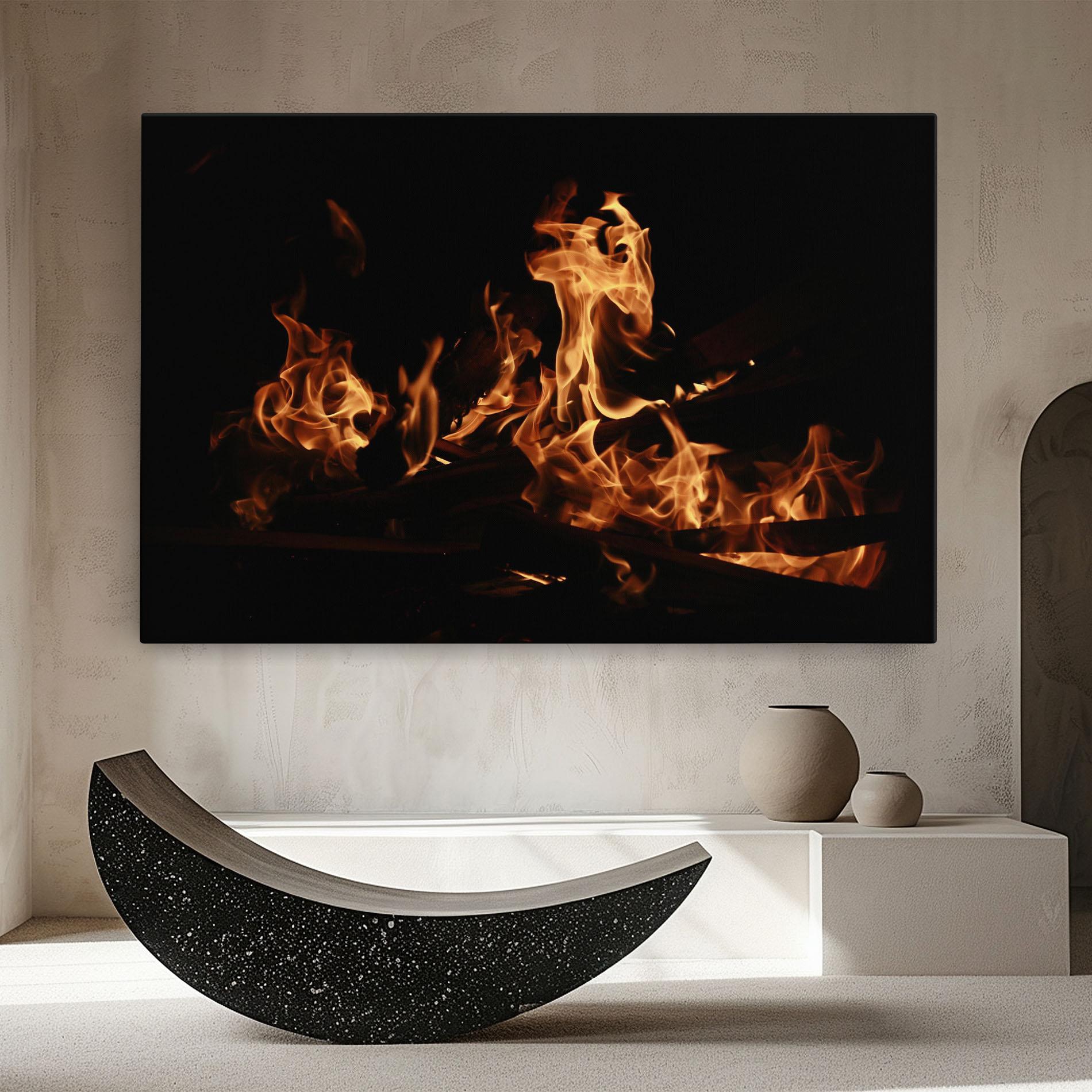 Leinwandbild Fire On Black mockup 8