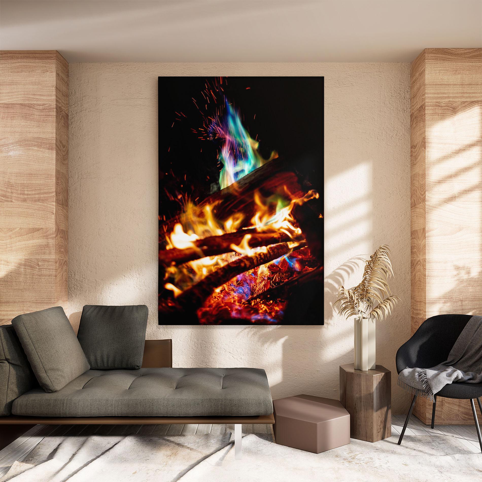 Leinwandbild Blue Green Fire mockup 8