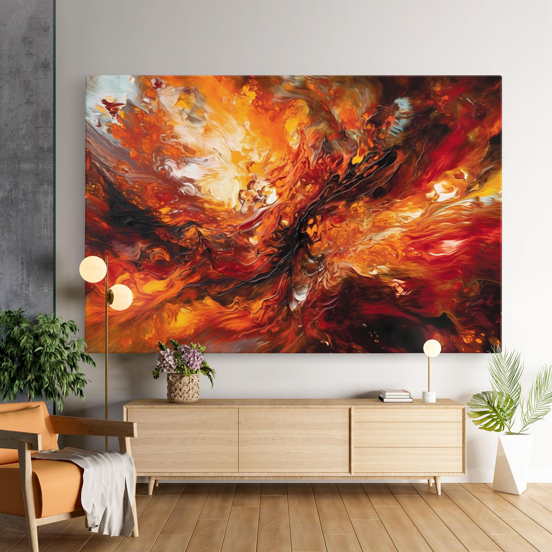 Leinwandbild Fiery Red Orange Art mockup 9