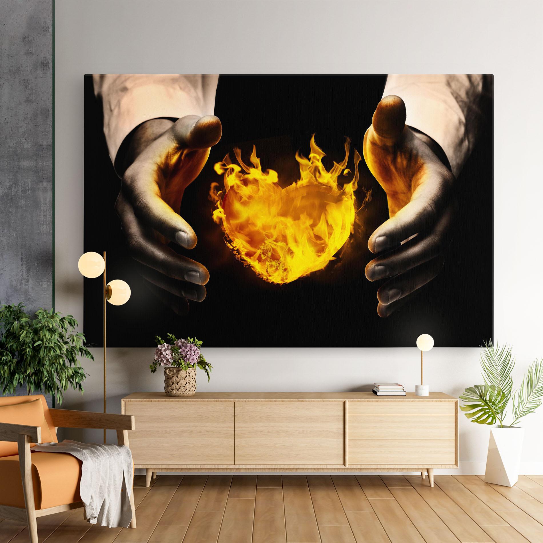 Leinwandbild Fire Heart mockup 9