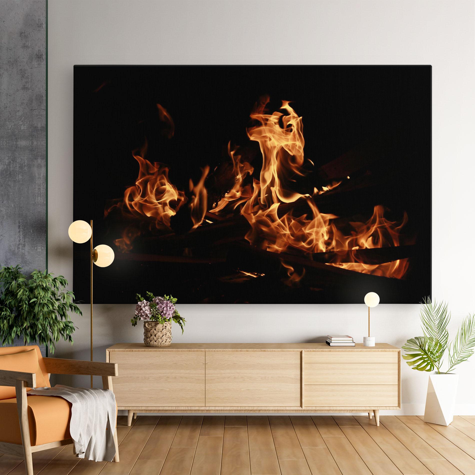 Leinwandbild Fire On Black mockup 9