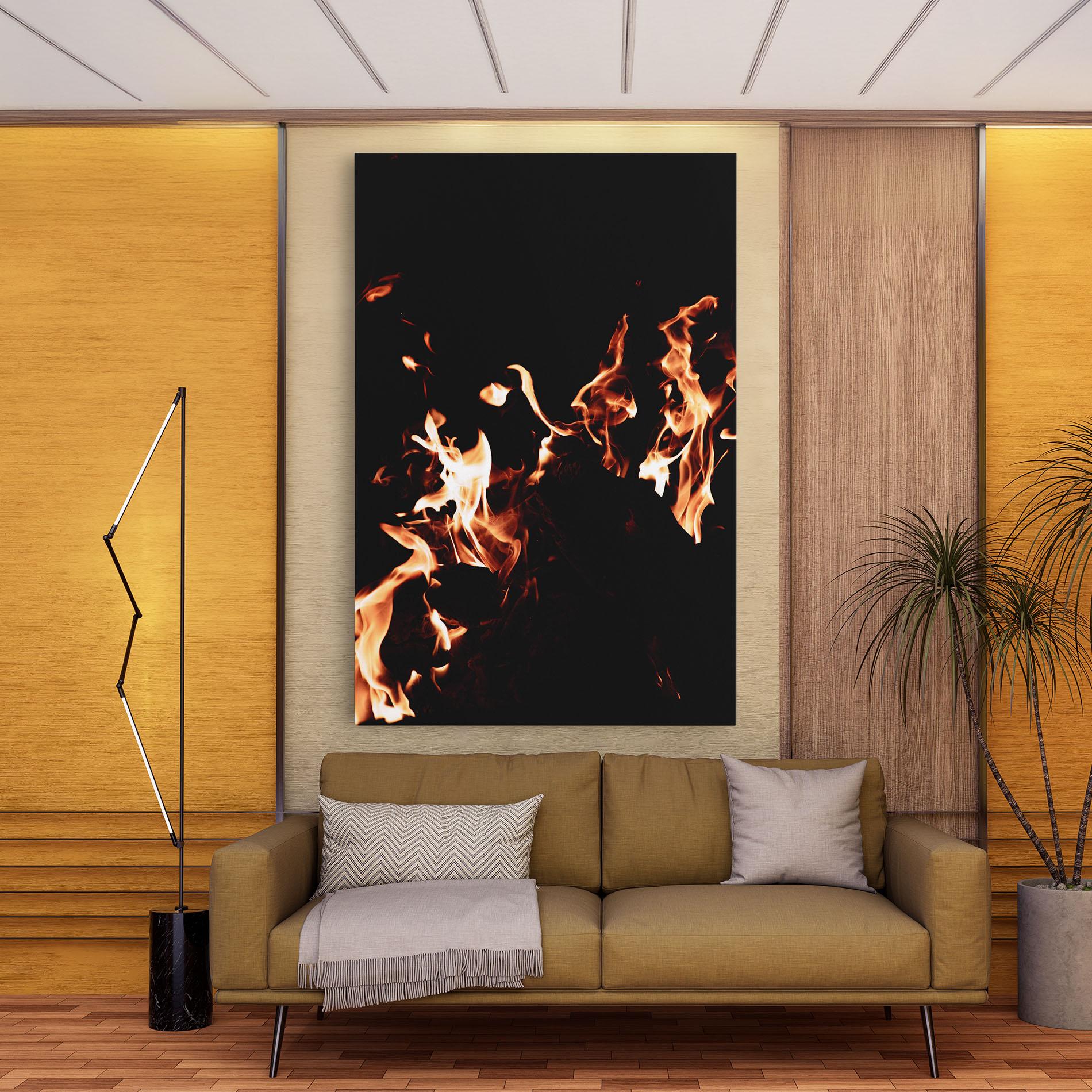 Leinwandbild Red Grey Fire mockup 9