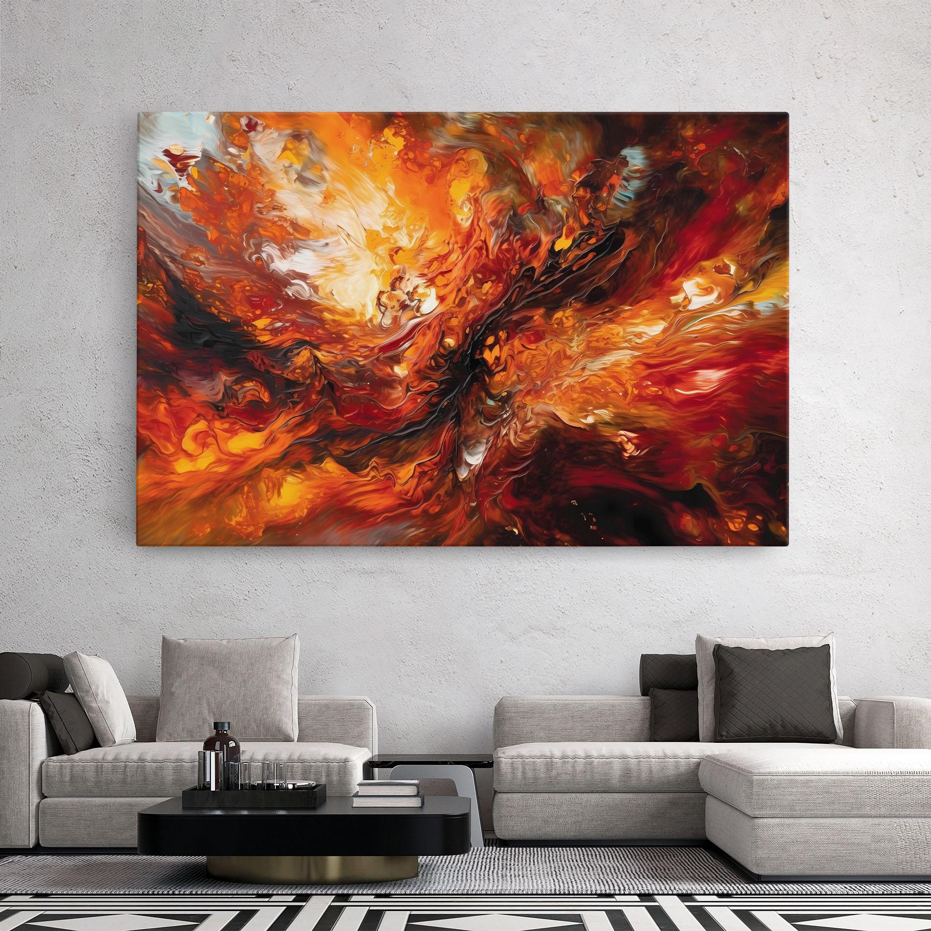 Leinwandbild Fiery Red Orange Art mockup 2