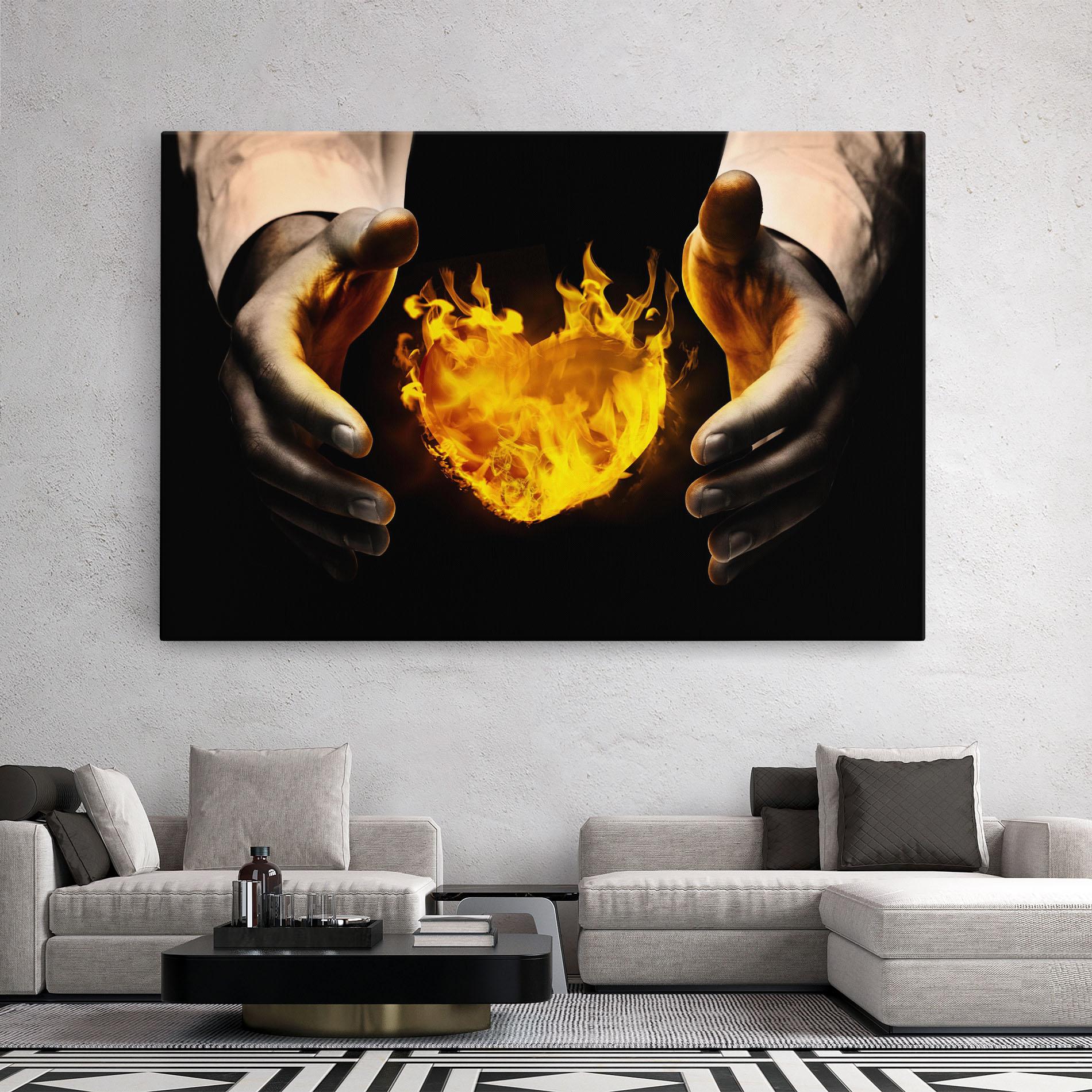 Leinwandbild Fire Heart mockup 2