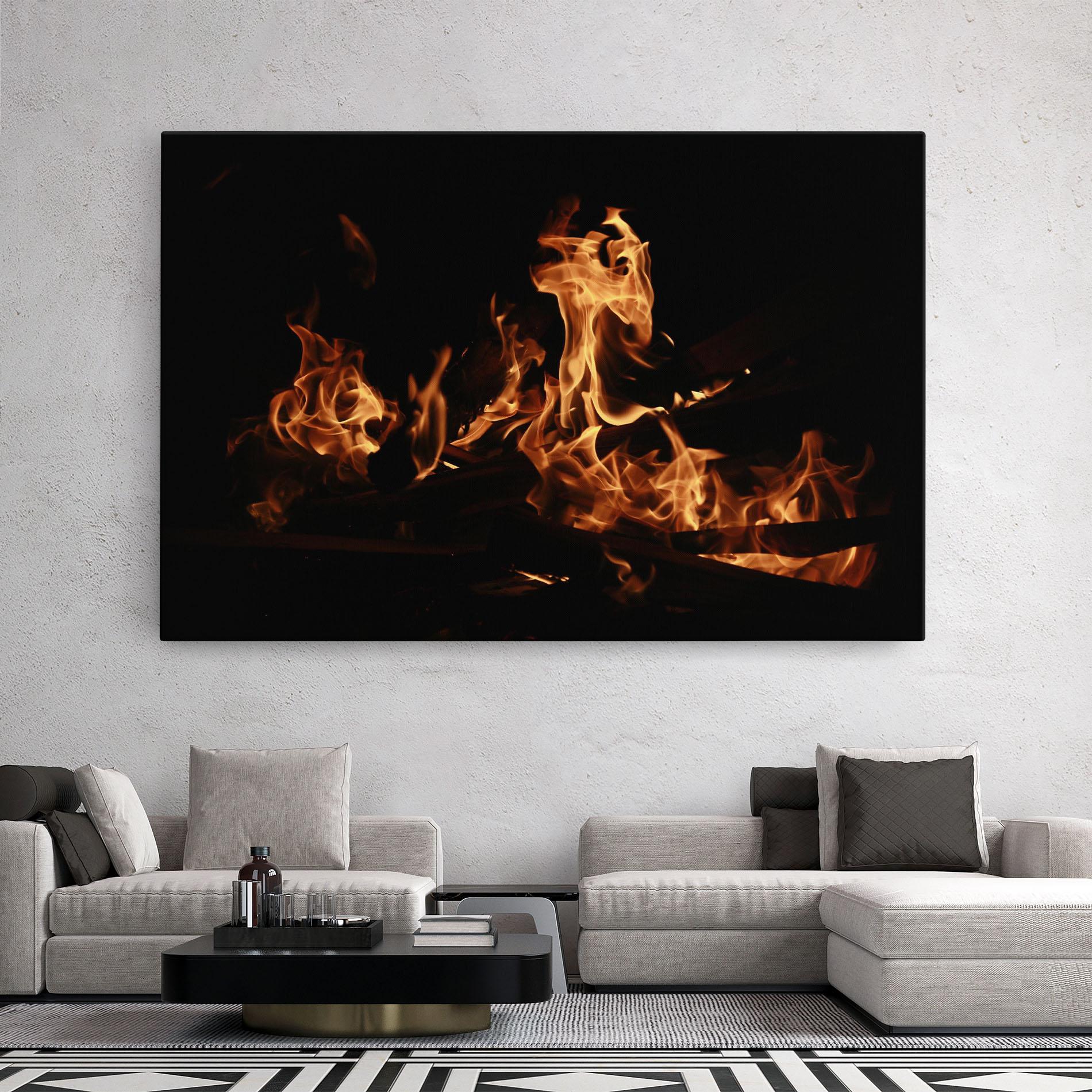Leinwandbild Fire On Black mockup 2