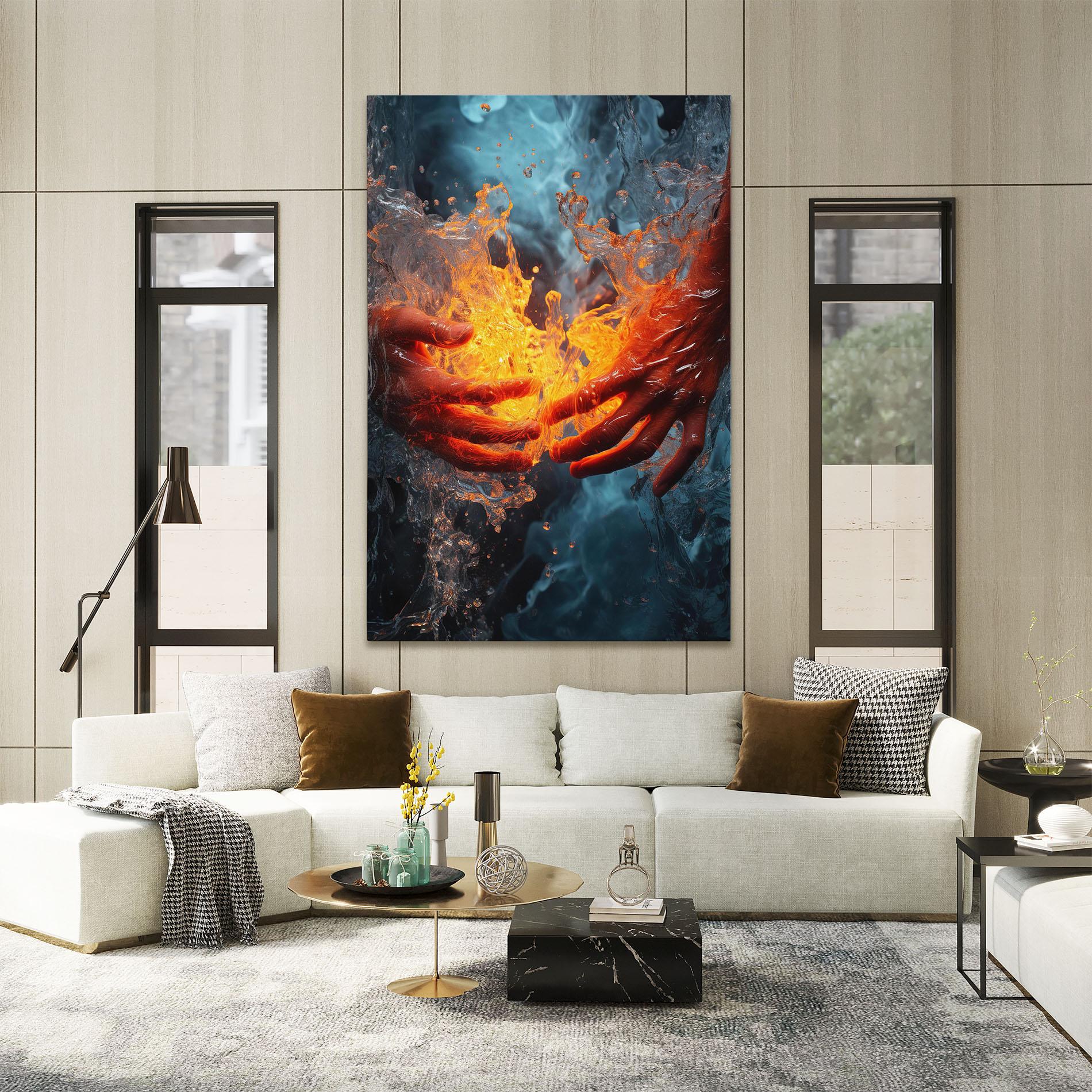 Leinwandbild Fire Water mockup 2