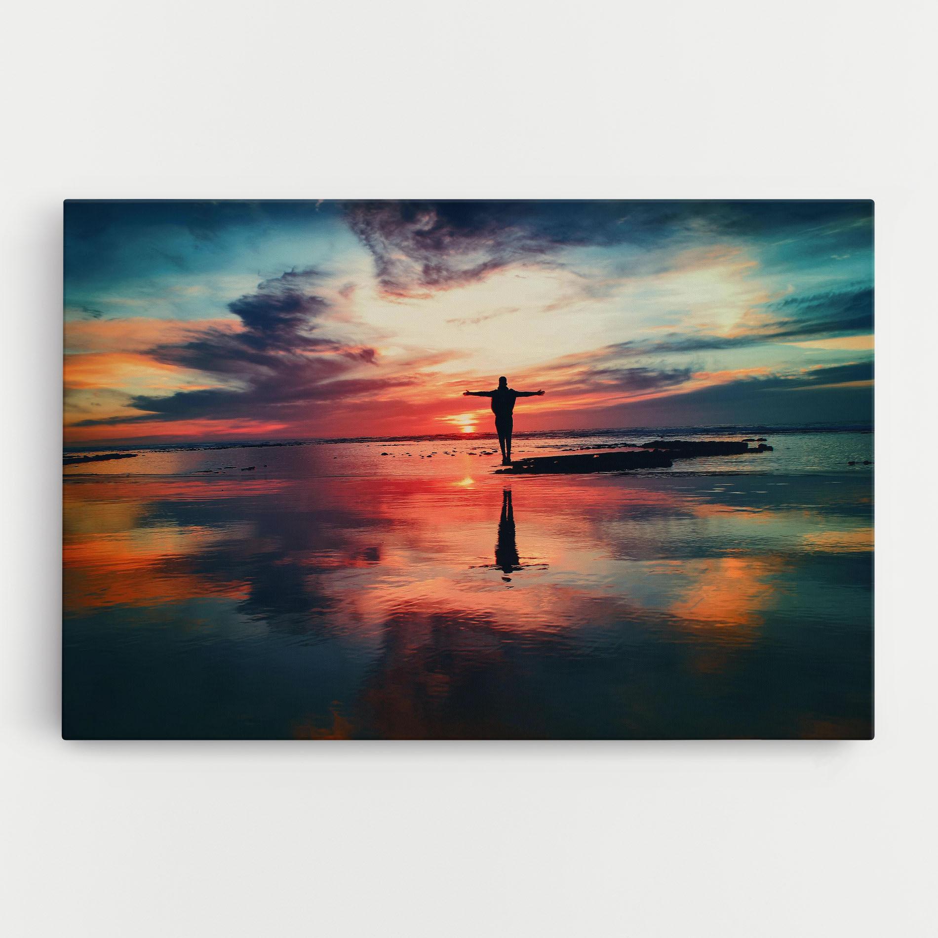 Leinwandbild Pink Purple Sky Man mockup 0