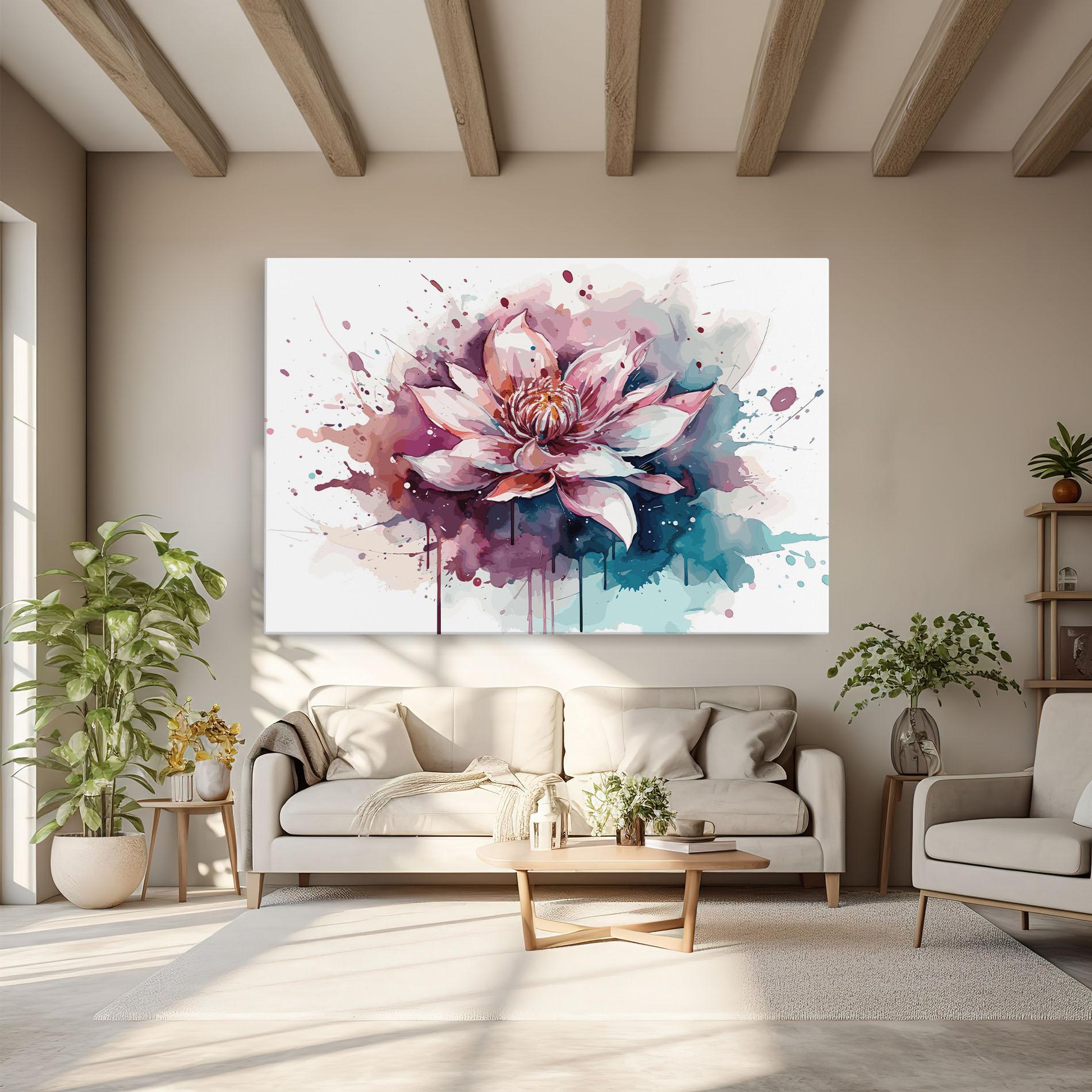 Leinwandbild Pretty Pink Lotus Art mockup 6