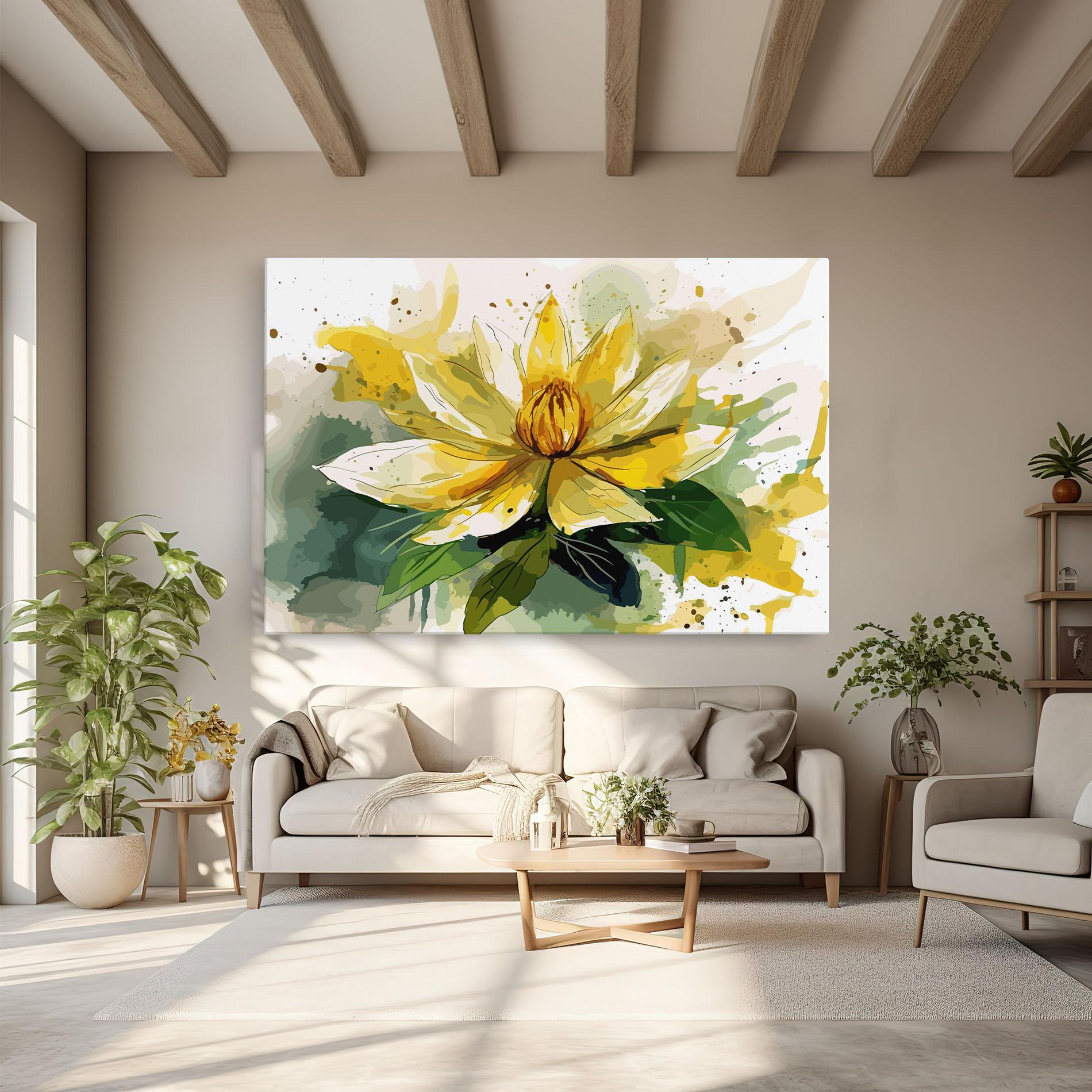 Leinwandbild Yellow Flower Nature mockup 6