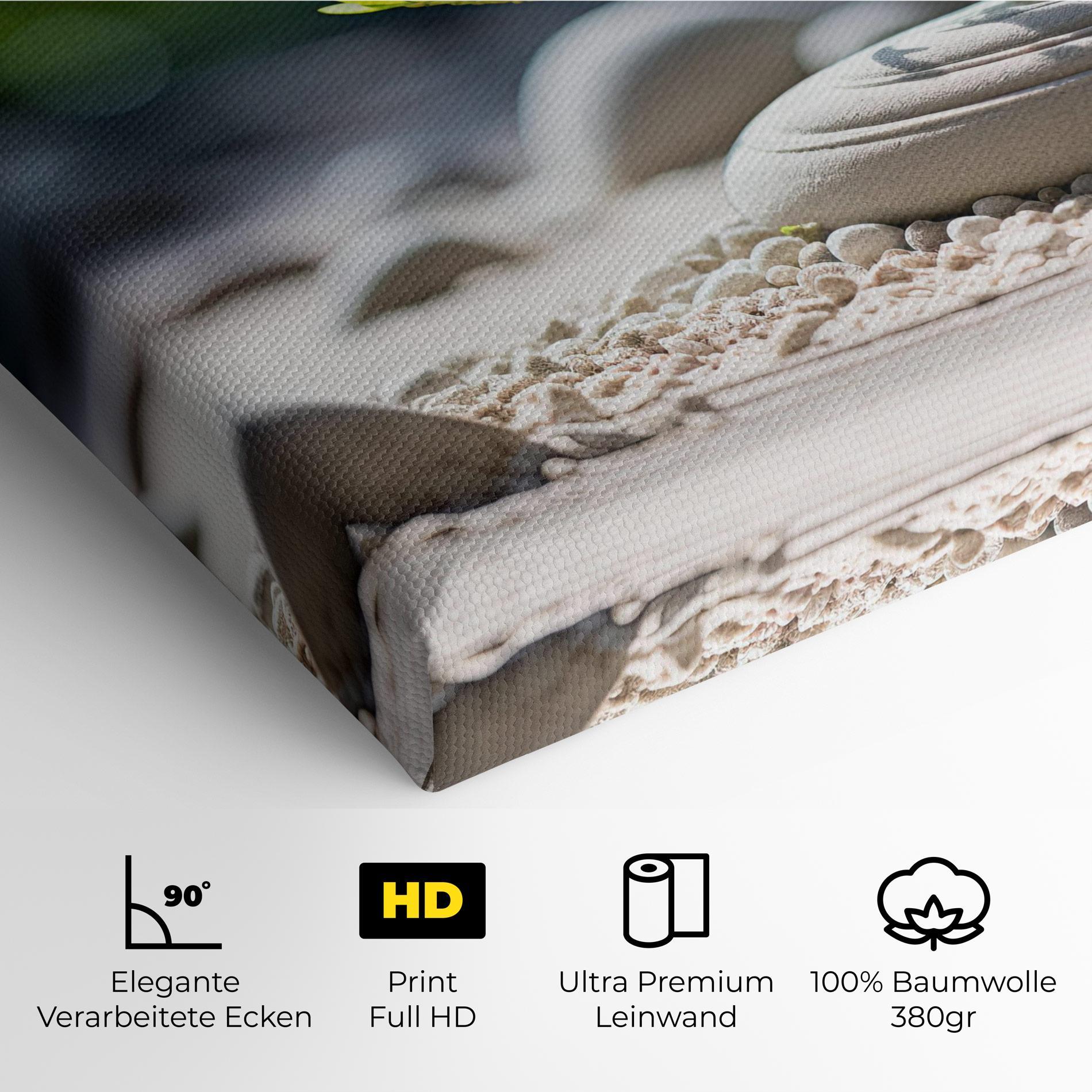 Leinwandbild White Pebbles Plants mockup 4