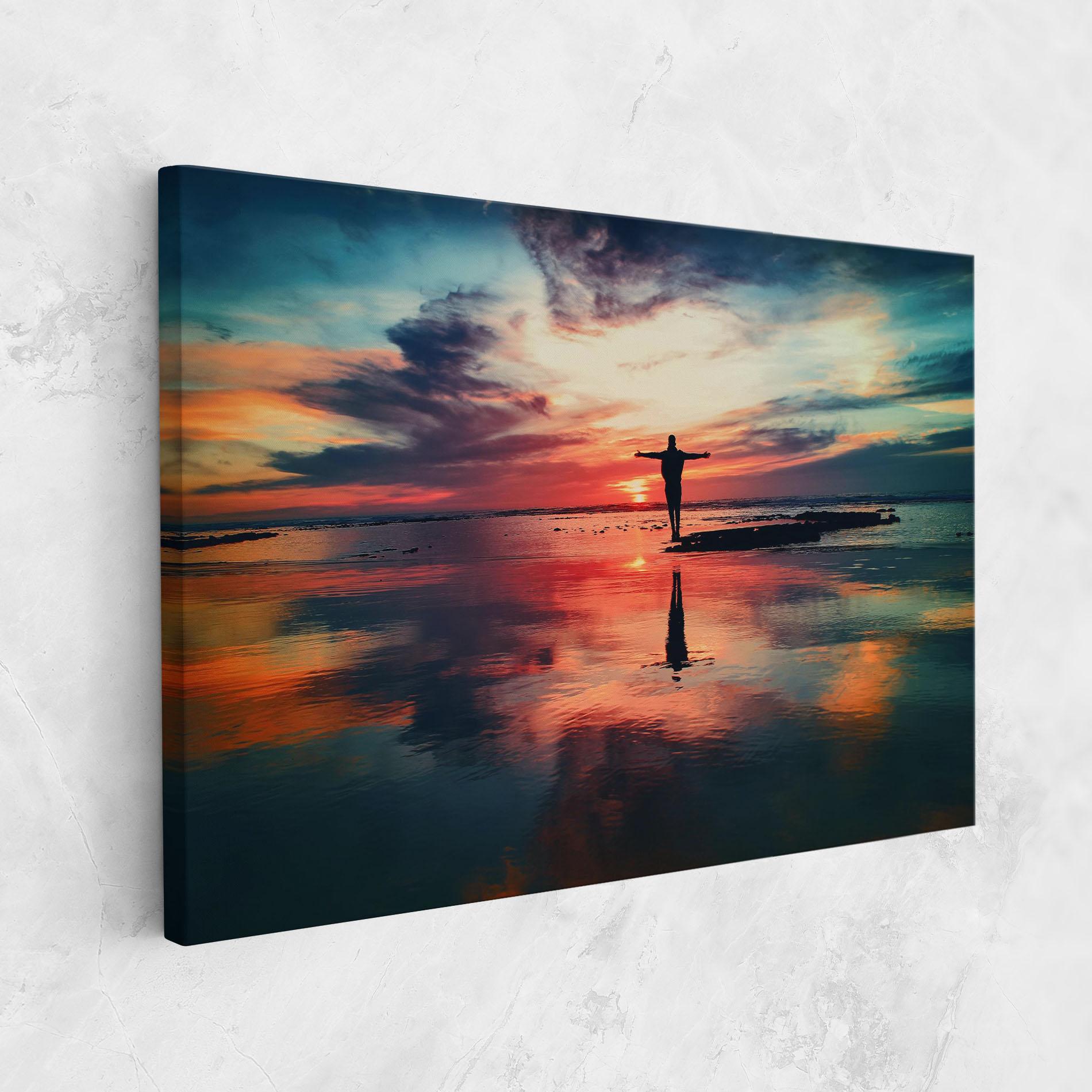Leinwandbild Pink Purple Sky Man mockup 1