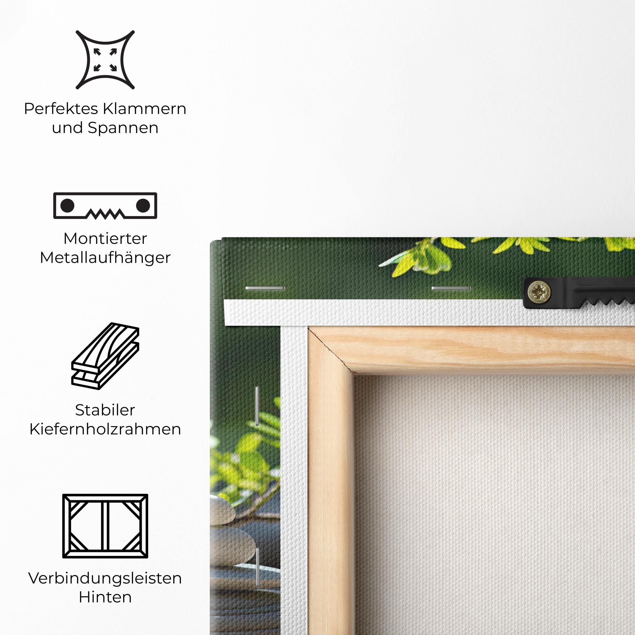 Leinwandbild White Pebbles Plants mockup 5