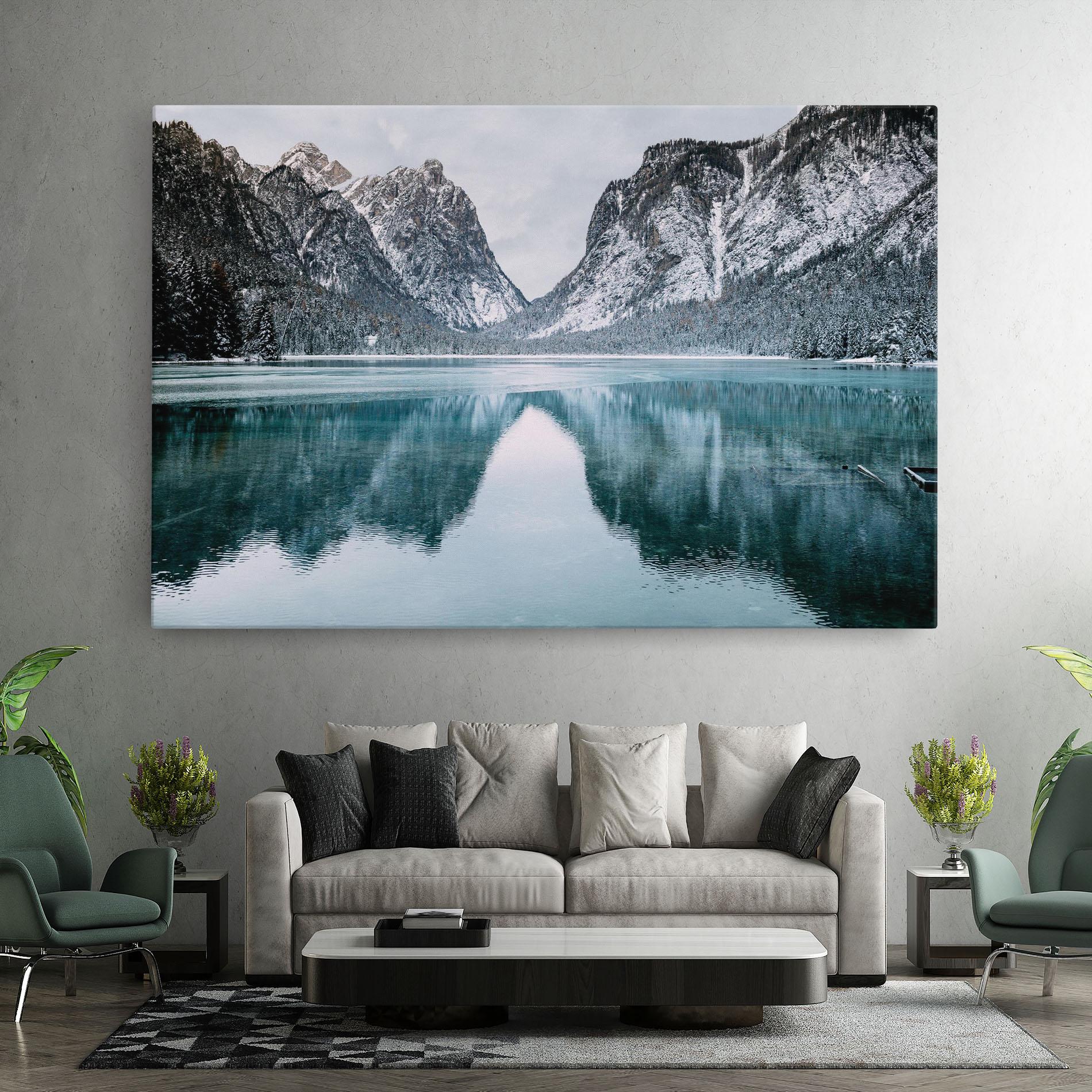 Leinwandbild Lake Reflection Mountain mockup 7