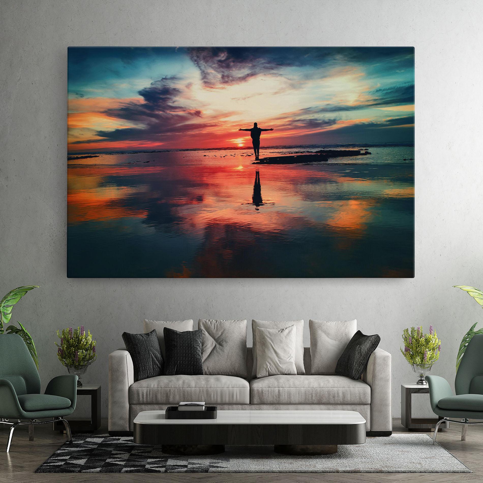 Leinwandbild Pink Purple Sky Man mockup 7