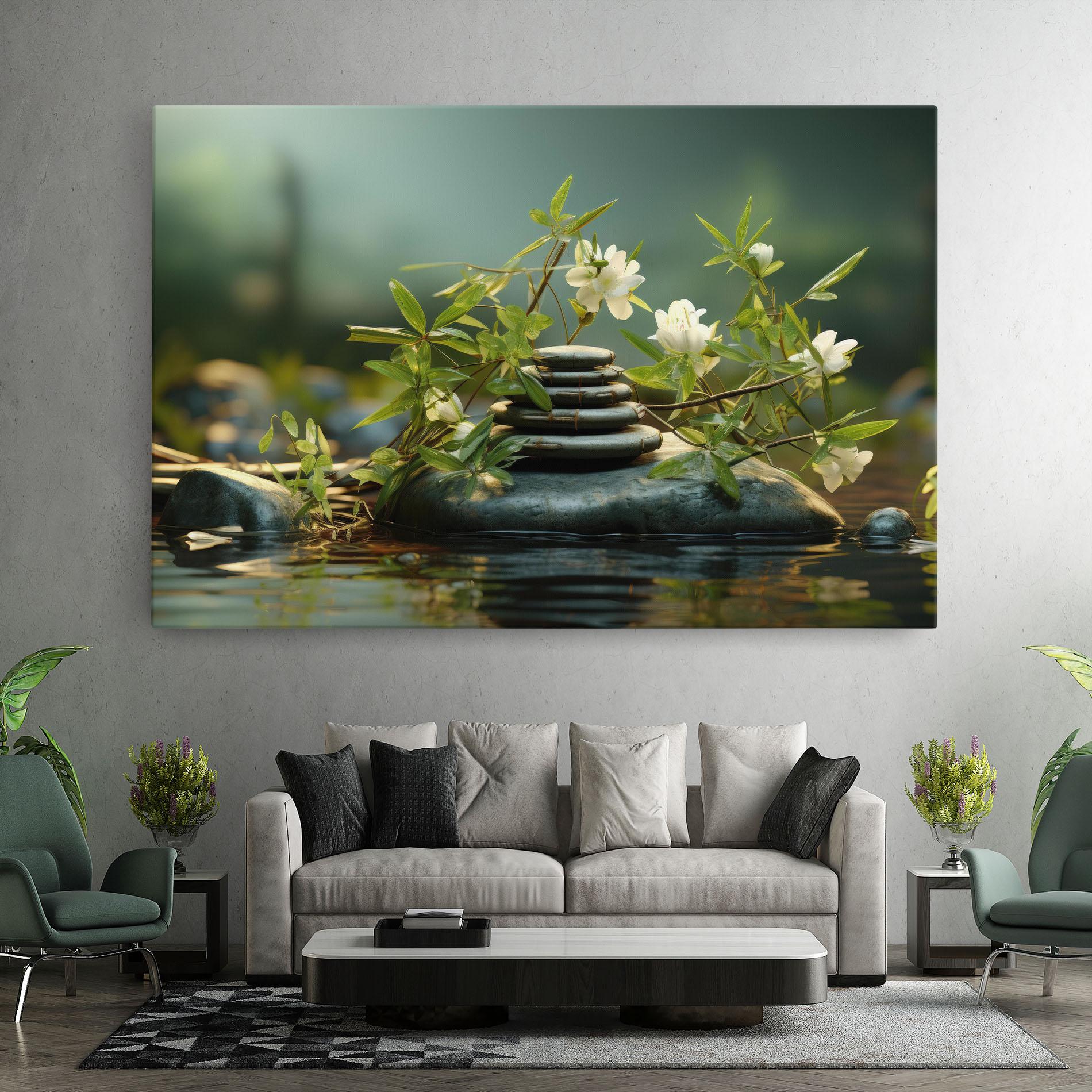 Leinwandbild Rock Garden Pond mockup 7