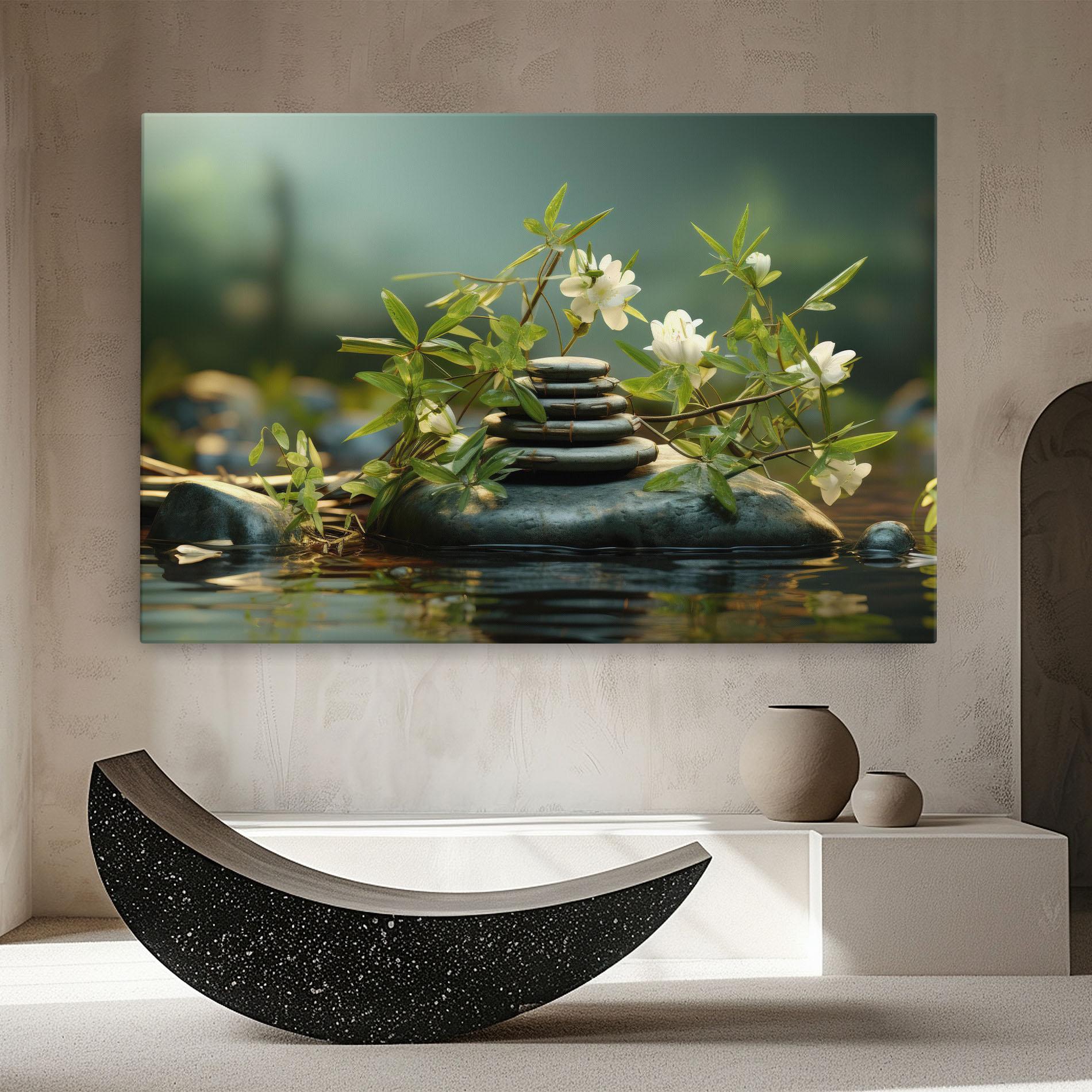 Leinwandbild Rock Garden Pond mockup 8