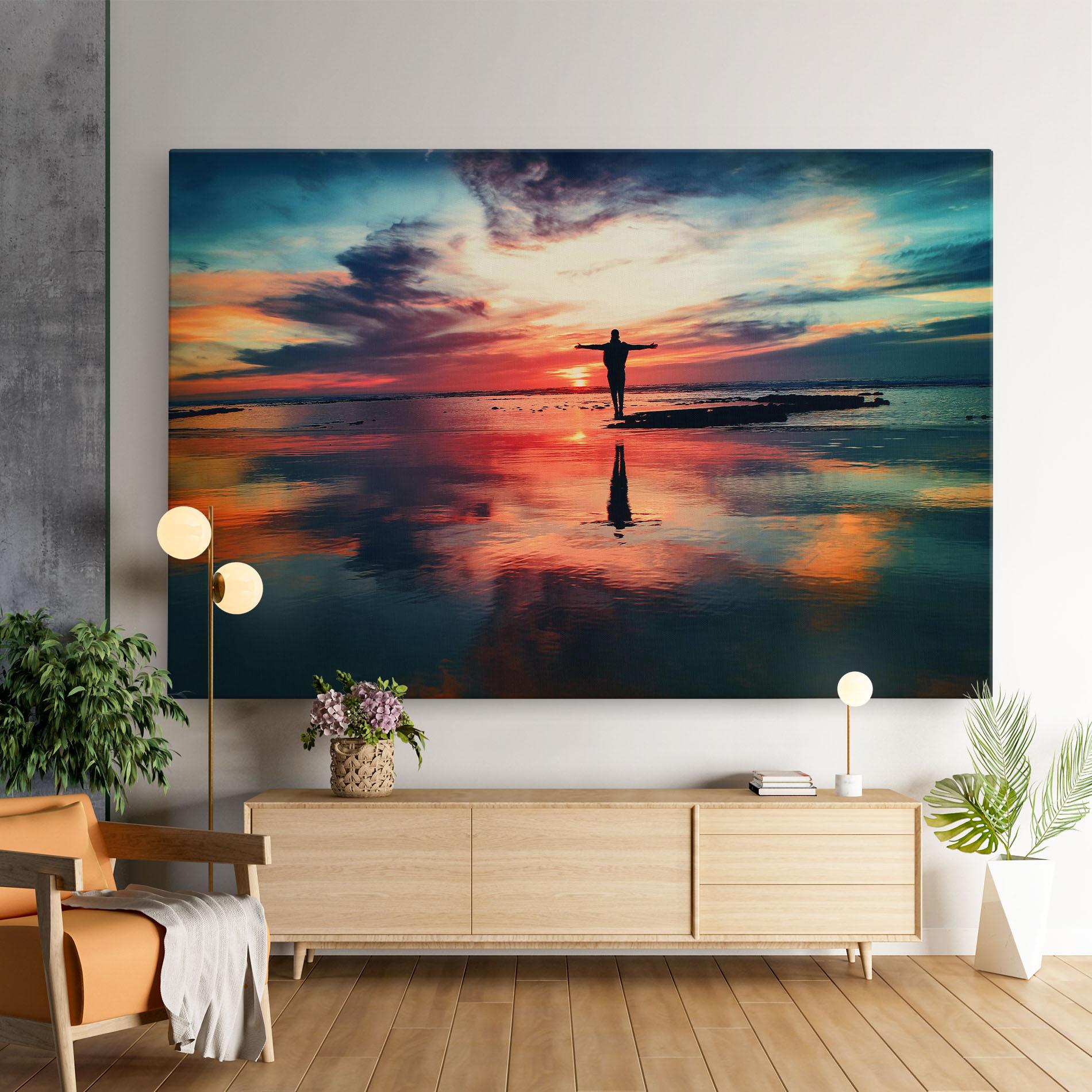 Leinwandbild Pink Purple Sky Man mockup 9