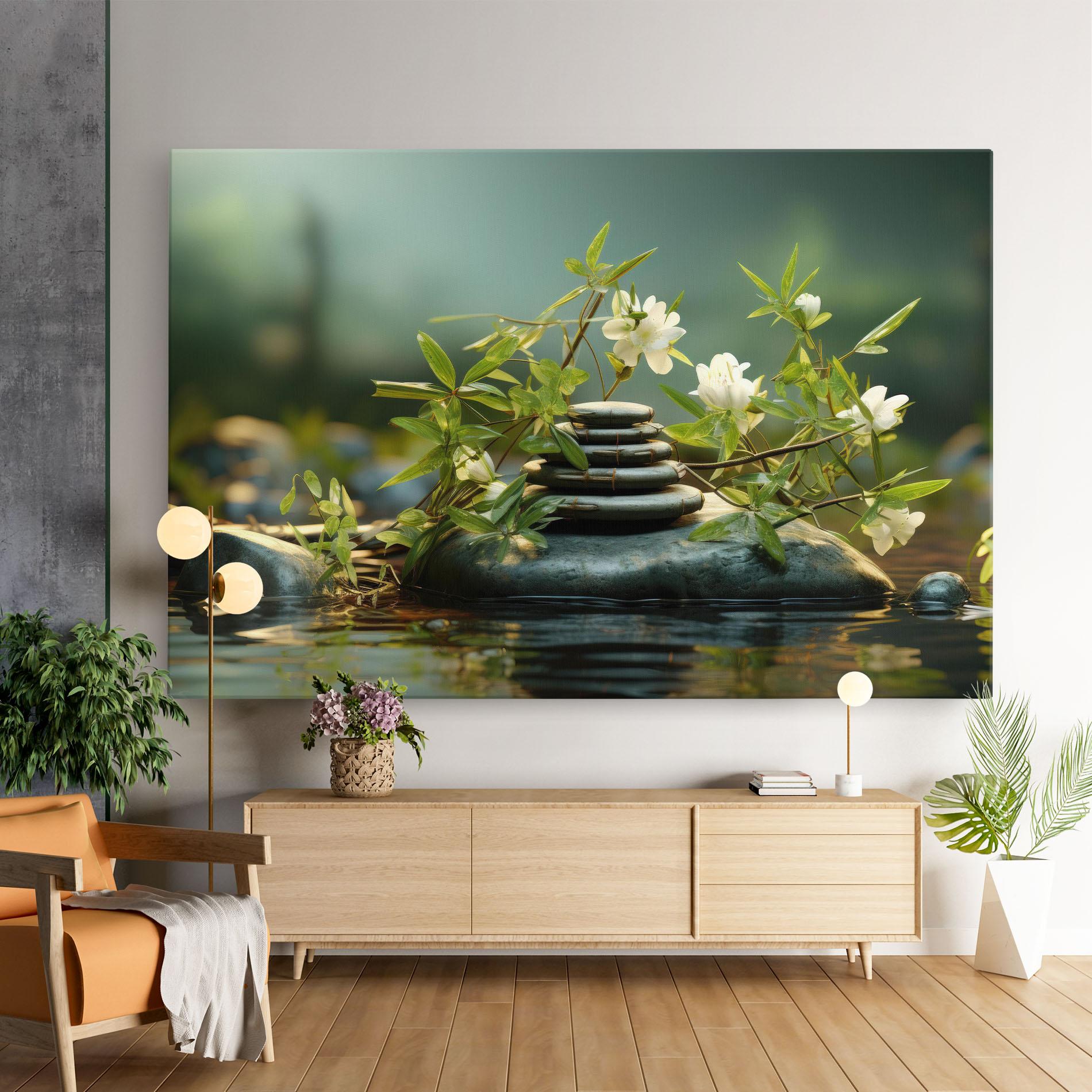 Leinwandbild Rock Garden Pond mockup 9