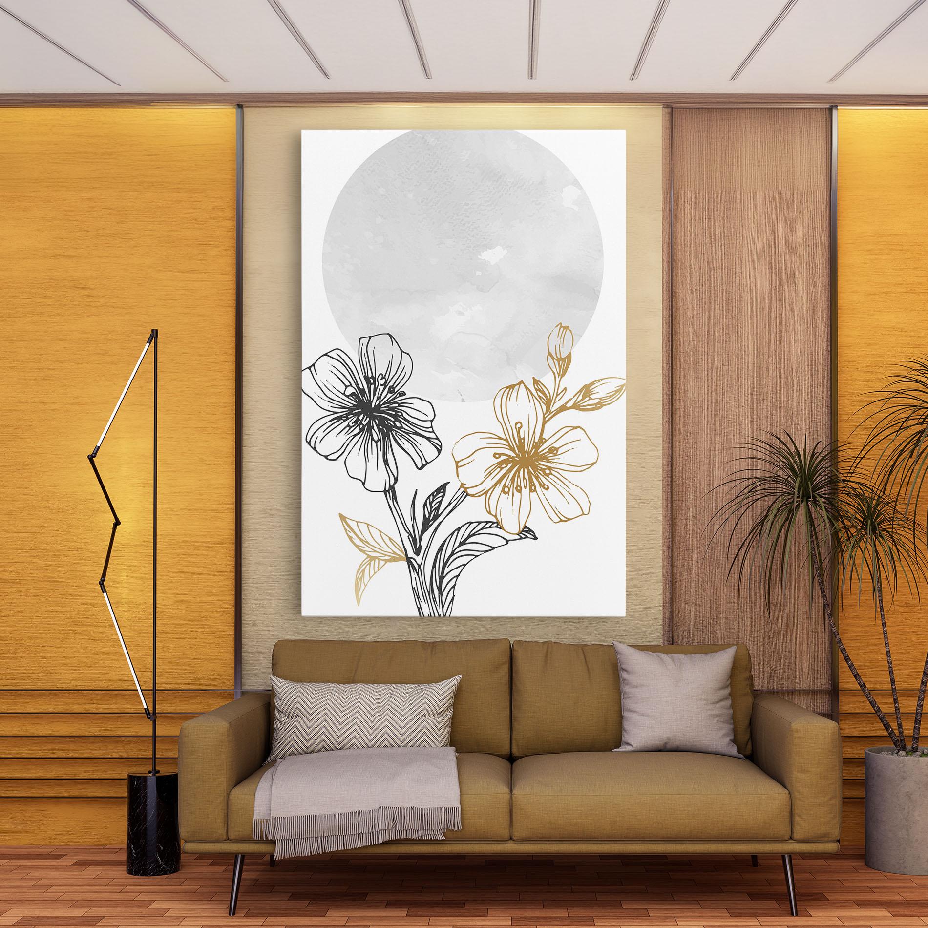Leinwandbild Grey Moon Flowers mockup 9