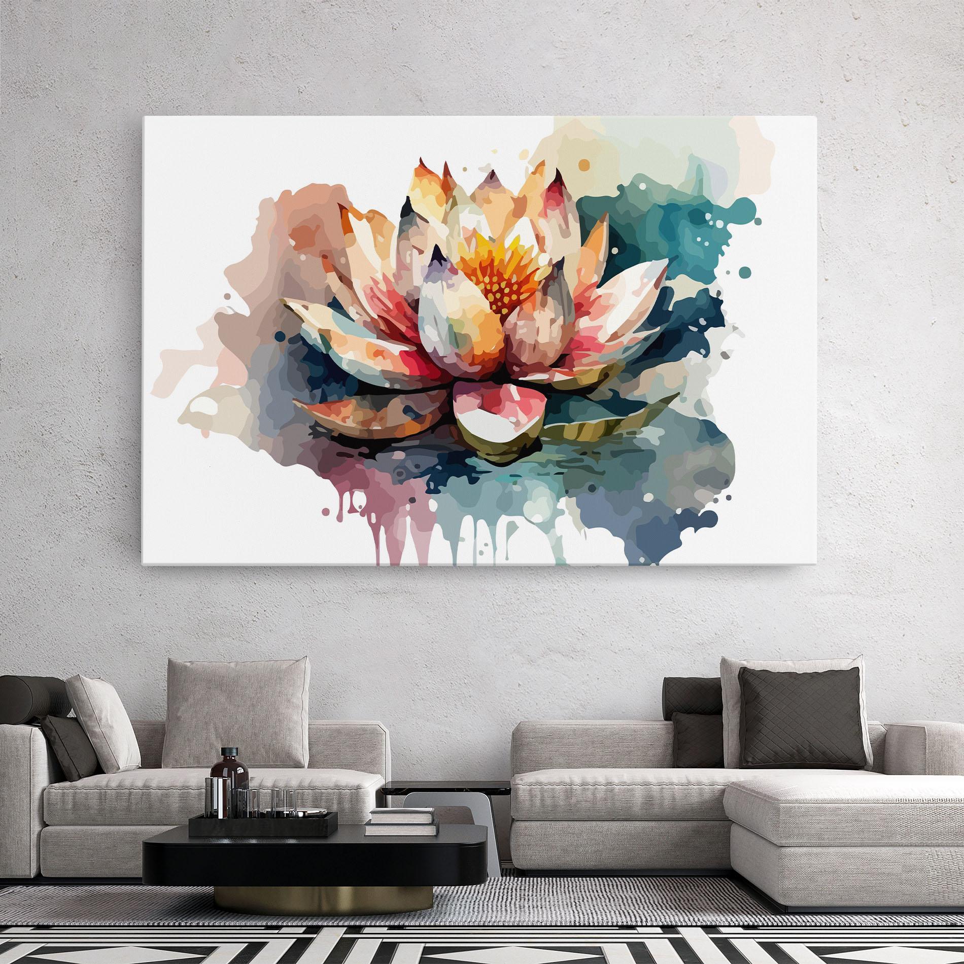 Leinwandbild Colorful Lotus Art mockup 2