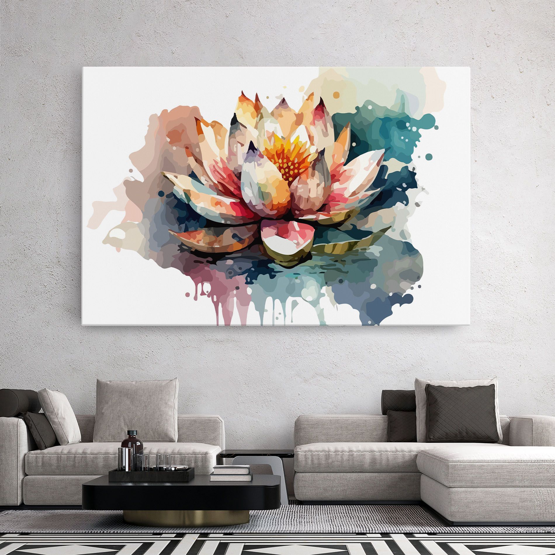 Colorful Lotus Art mockup 2