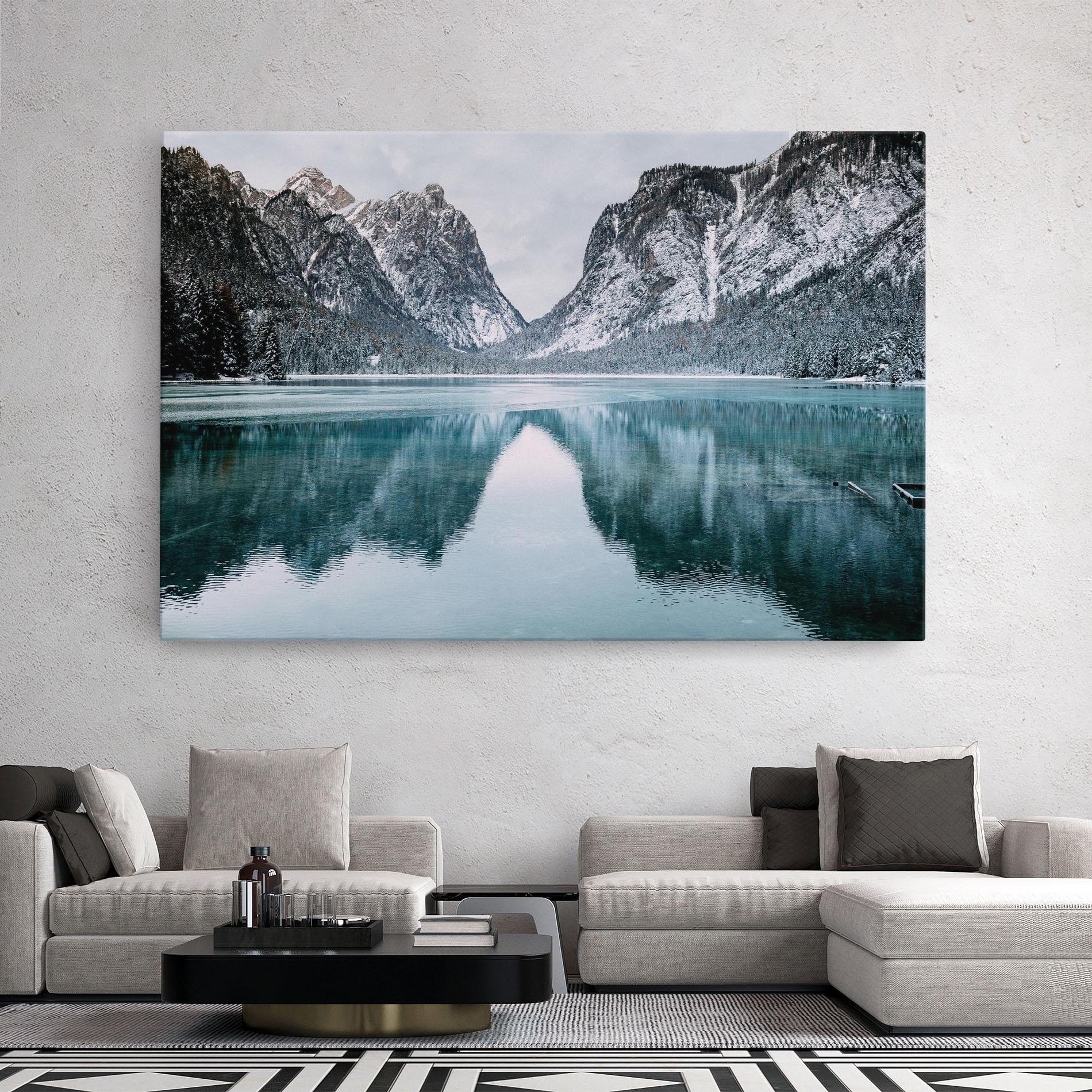Leinwandbild Lake Reflection Mountain mockup 2