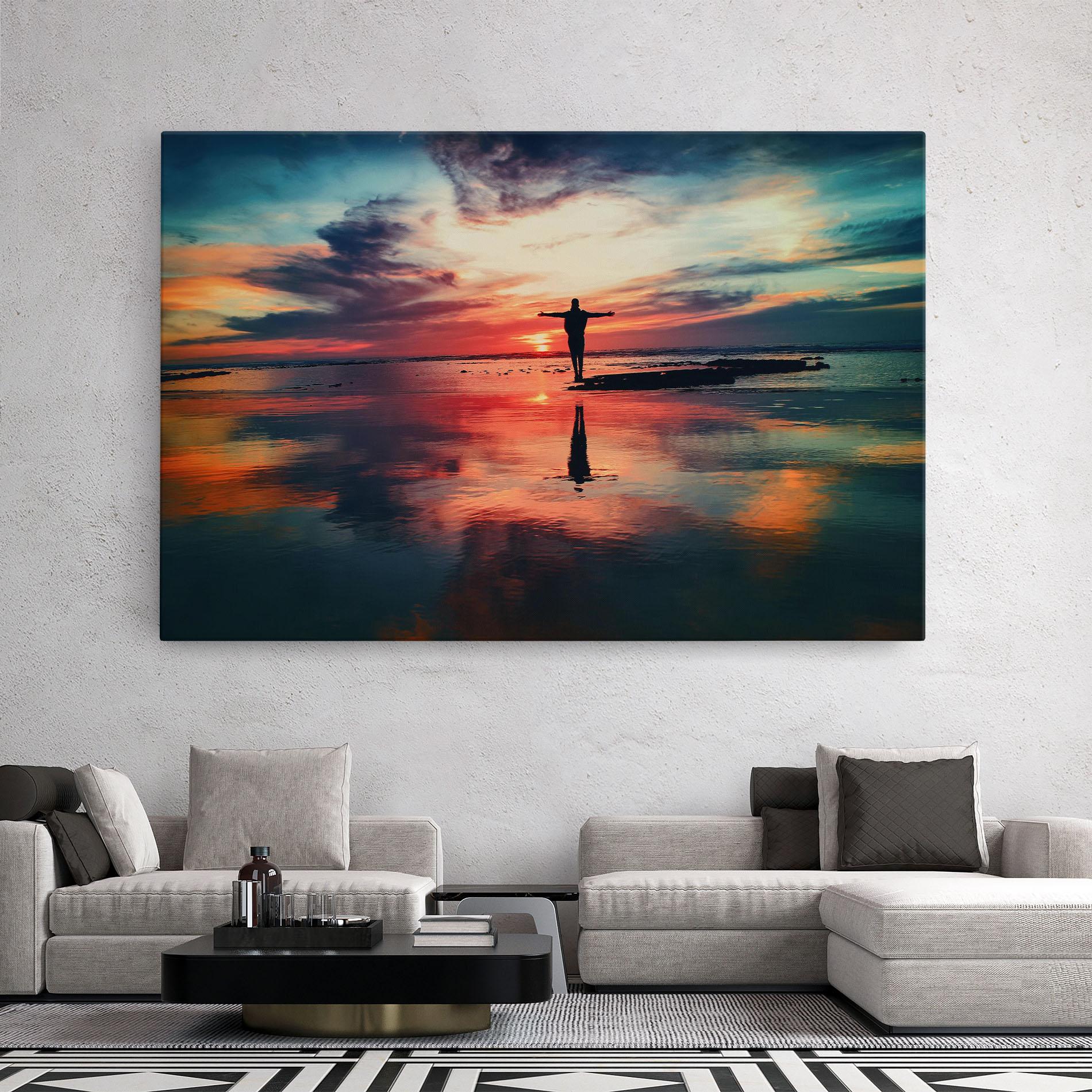 Leinwandbild Pink Purple Sky Man mockup 2