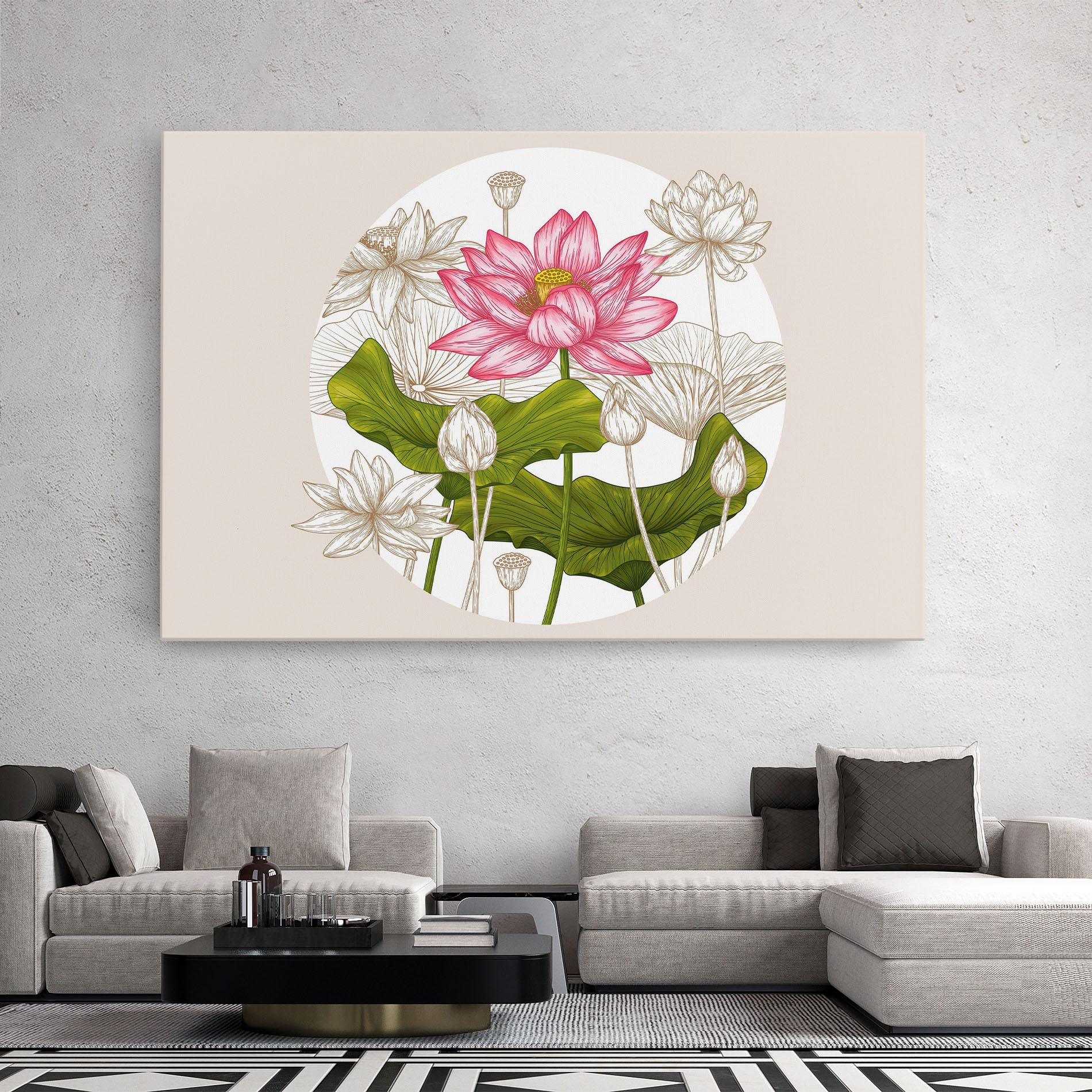 Leinwandbild Pretty Lotus Art mockup 2