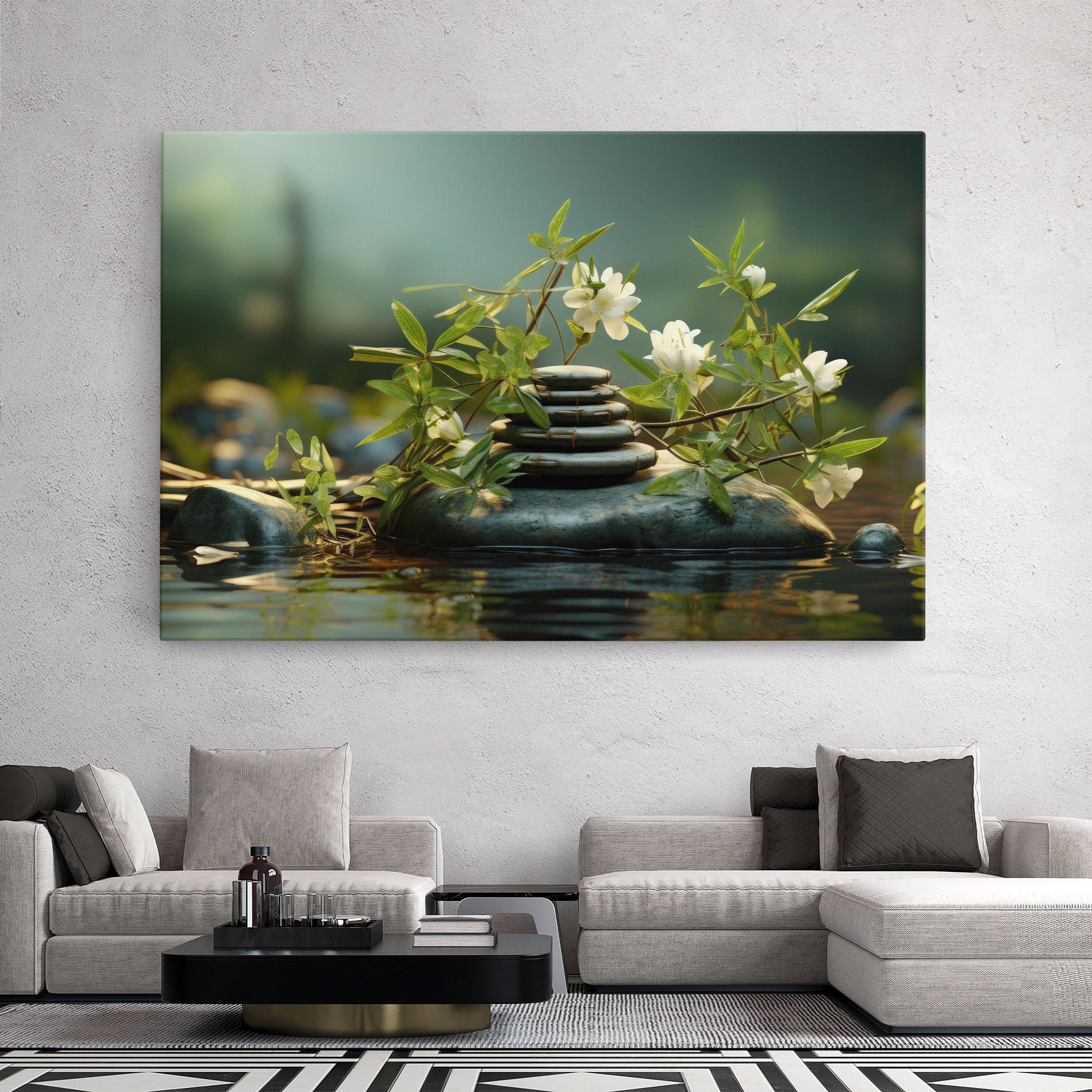 Leinwandbild Rock Garden Pond mockup 2