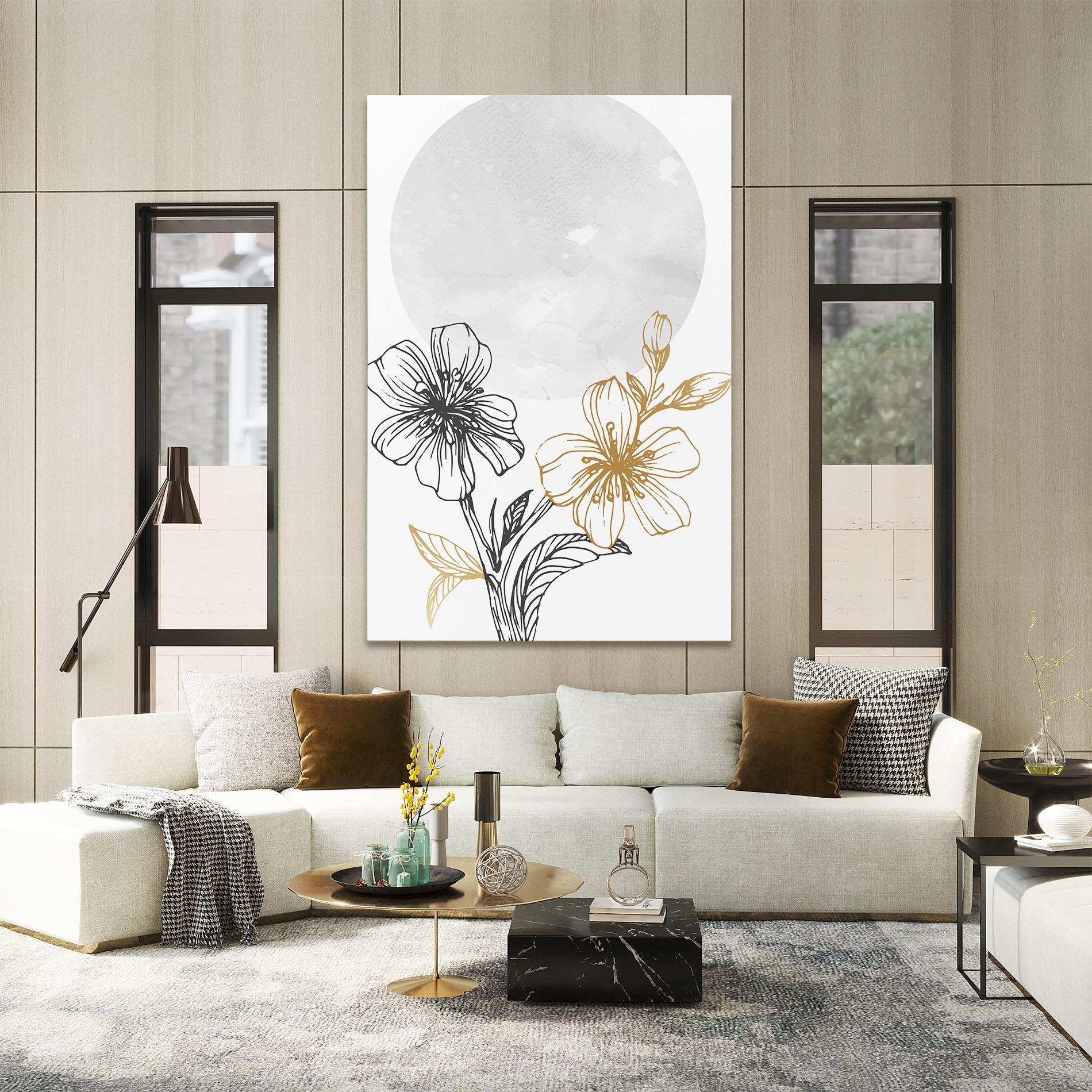 Leinwandbild Grey Moon Flowers mockup 2