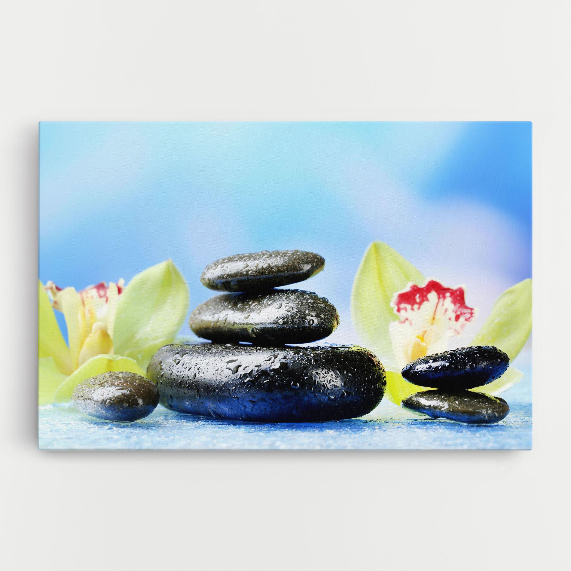 Leinwandbild Blooming Orchid Stone mockup 0