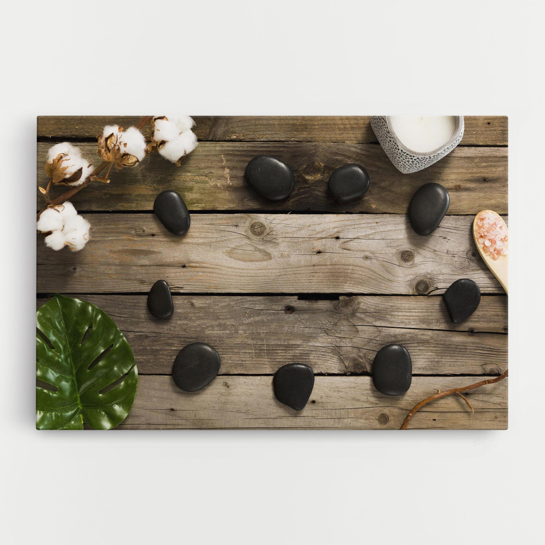 Leinwandbild Cotton Flowers Stones mockup 0