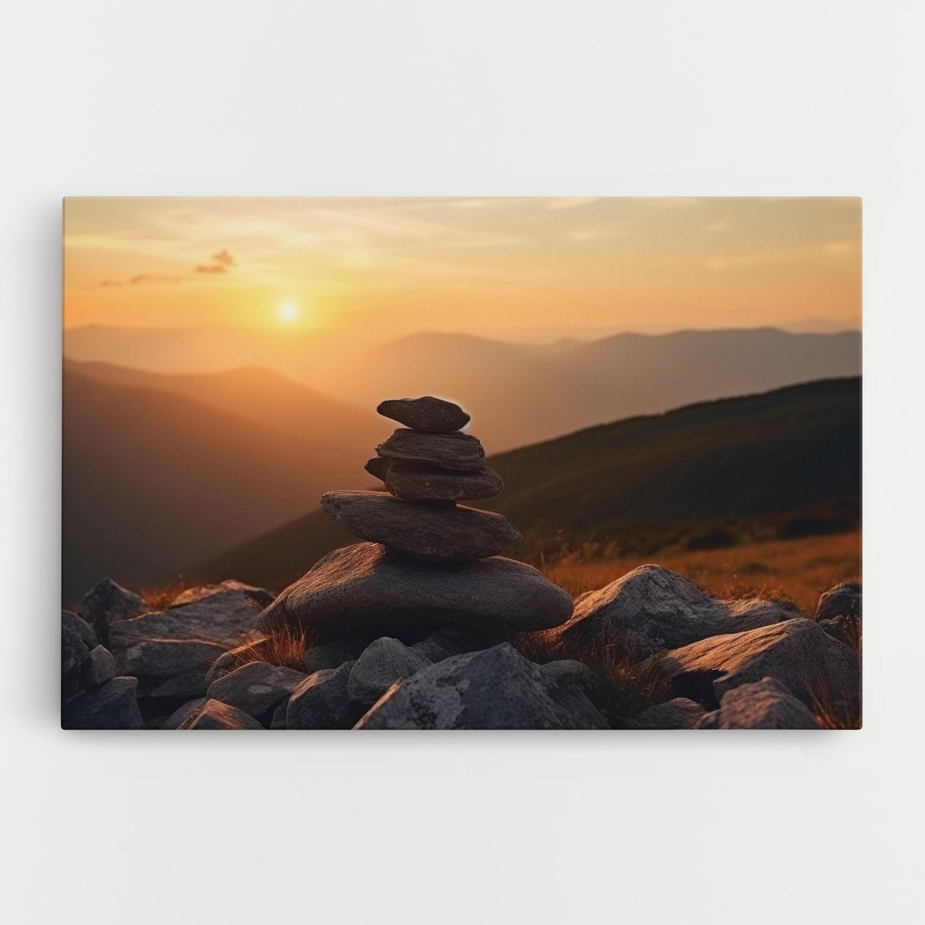 Leinwandbild Nature Sunset Stones mockup 0