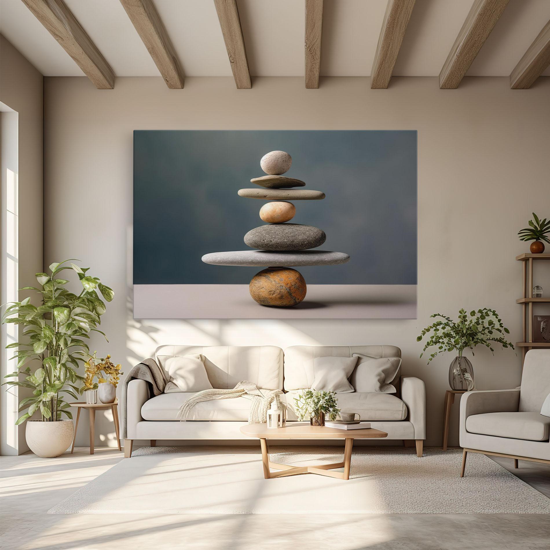 Leinwandbild Balance Pebbles Pyramid mockup 6