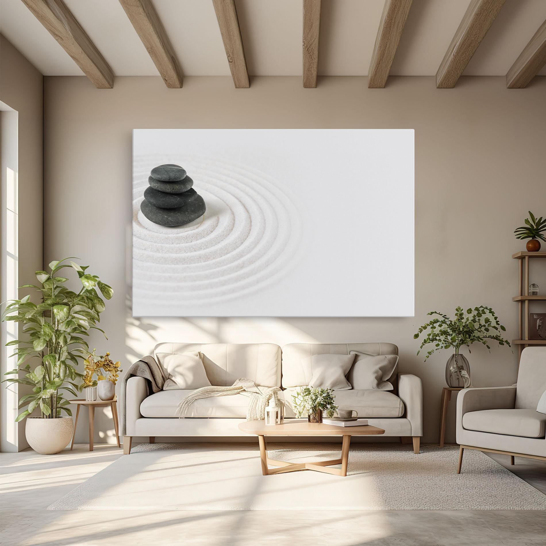 Leinwandbild Black Stones Sand mockup 6