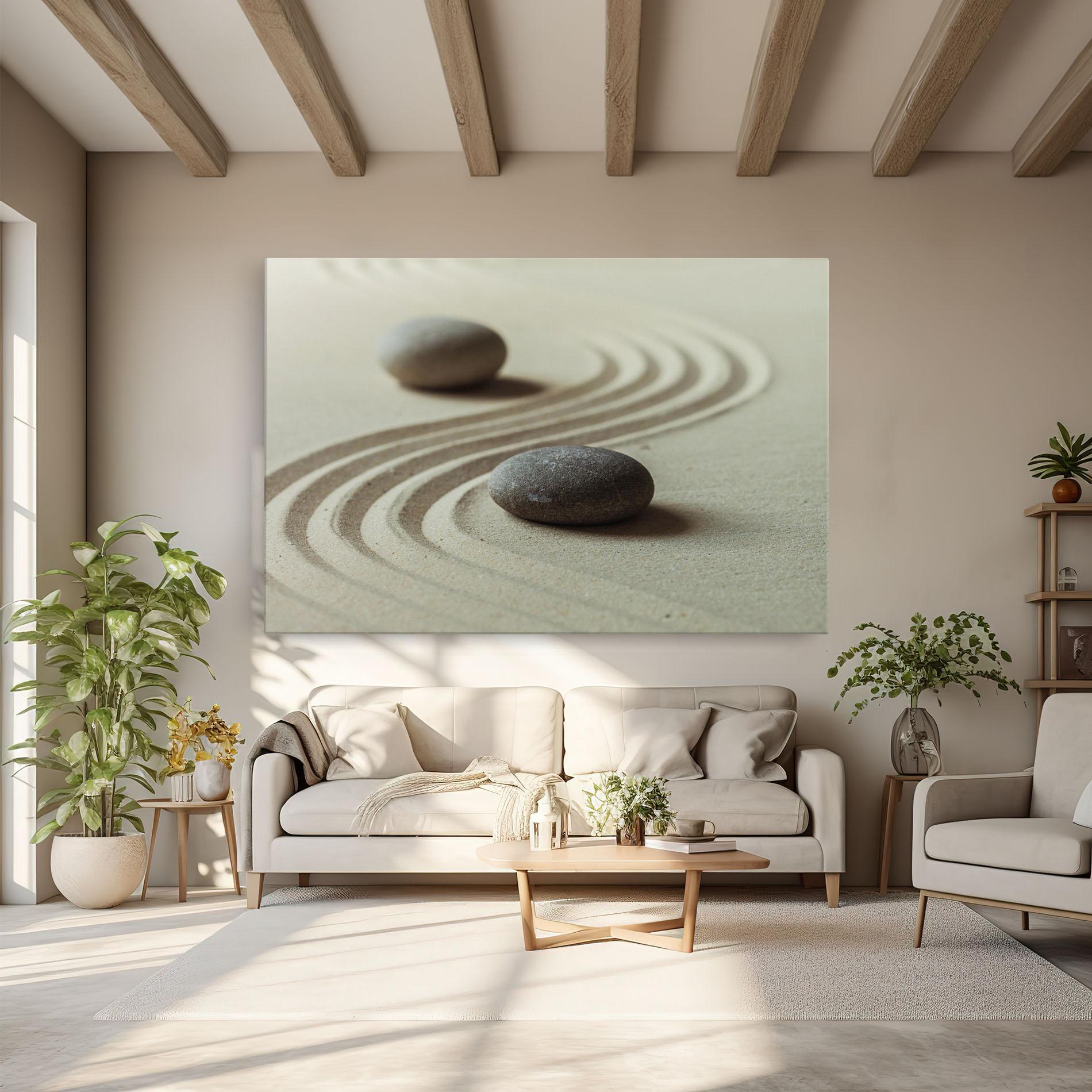 Leinwandbild Cream Sand Stones mockup 6