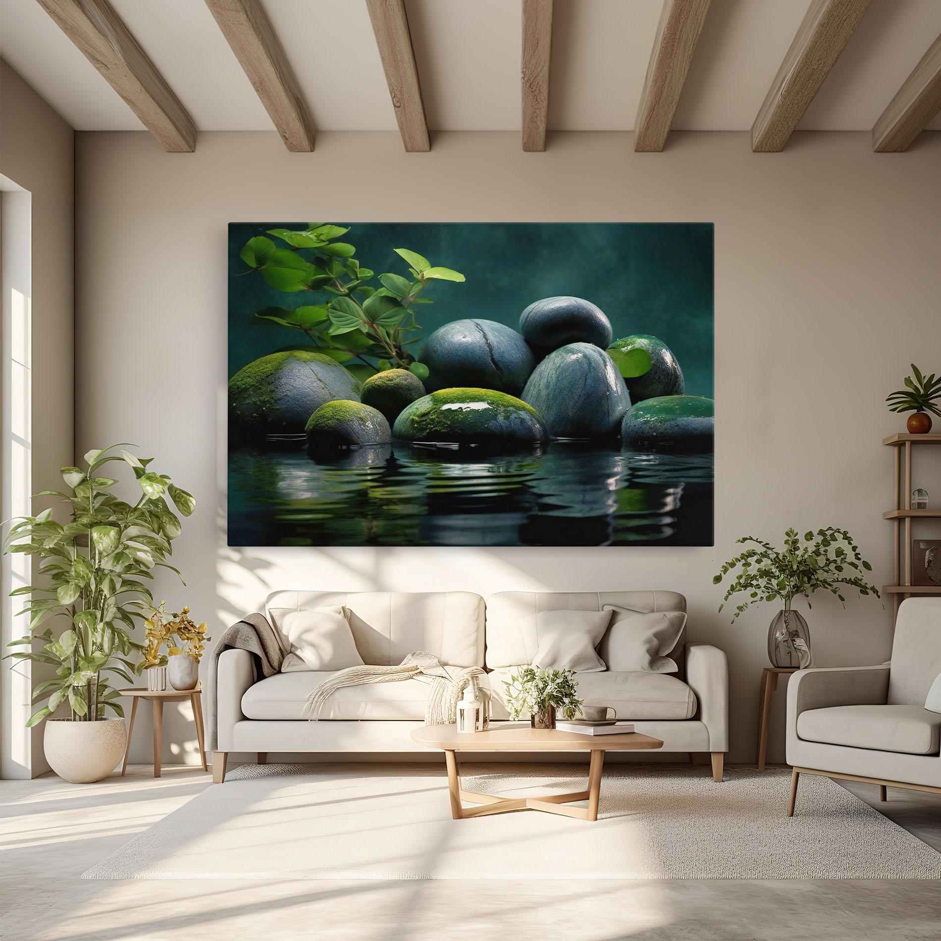 Leinwandbild Green Stone Nature mockup 6