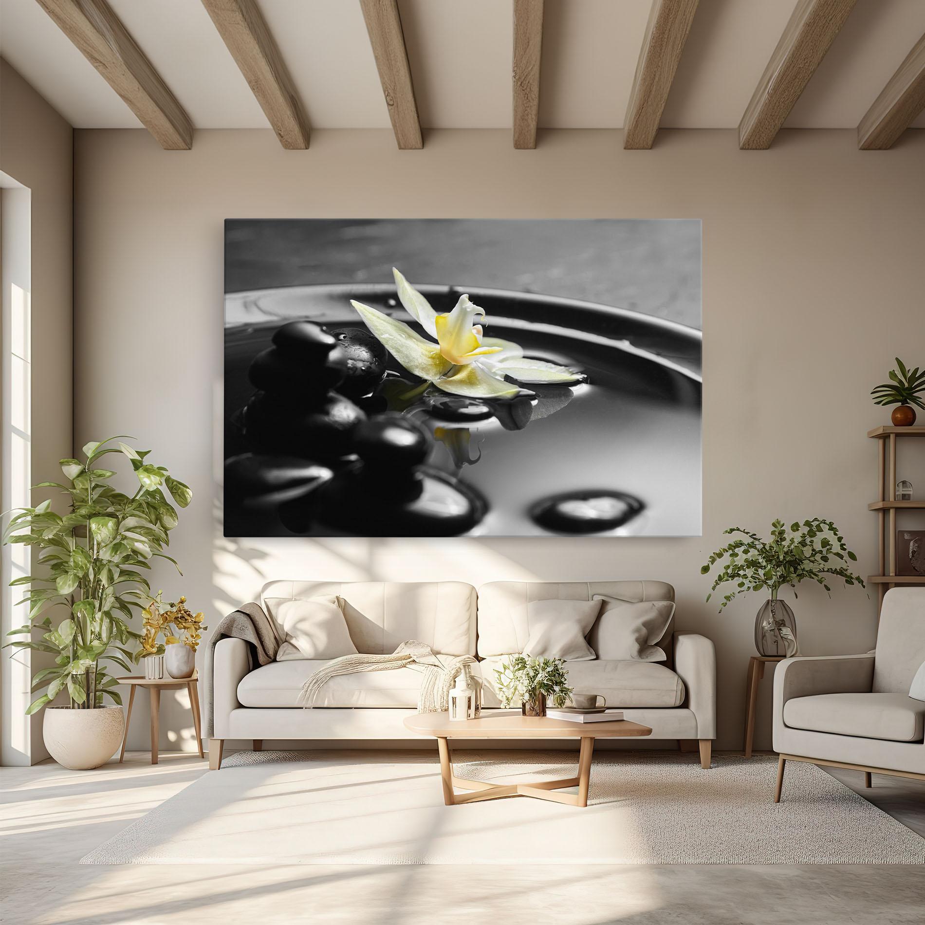 Leinwandbild Pebbles Yellow Flower mockup 6