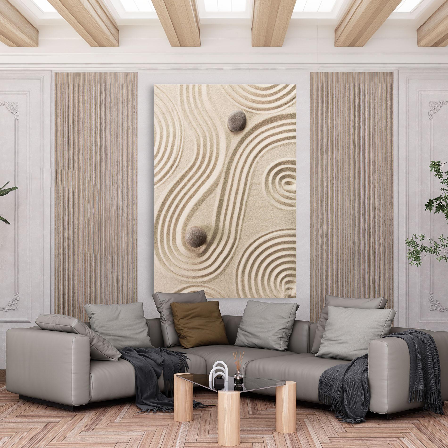 Leinwandbild Cream Zen Stones mockup 6
