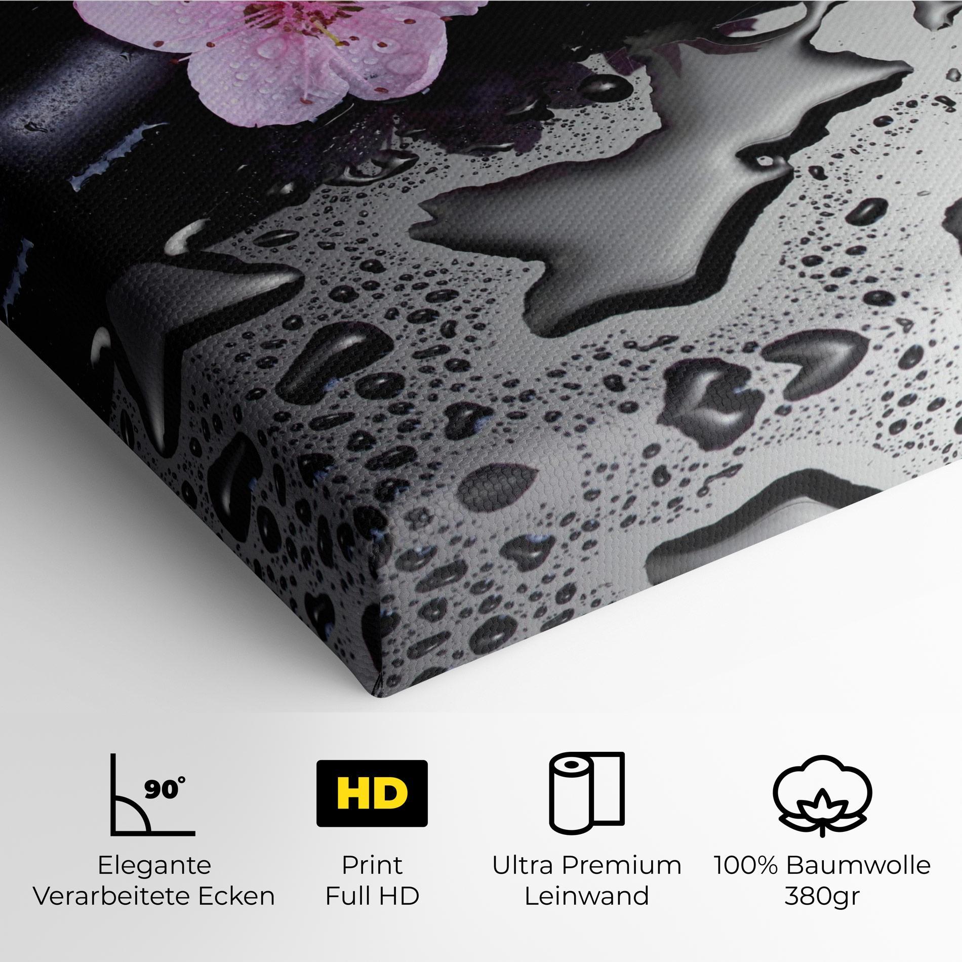 Leinwandbild Pink Flowers Stones mockup 4