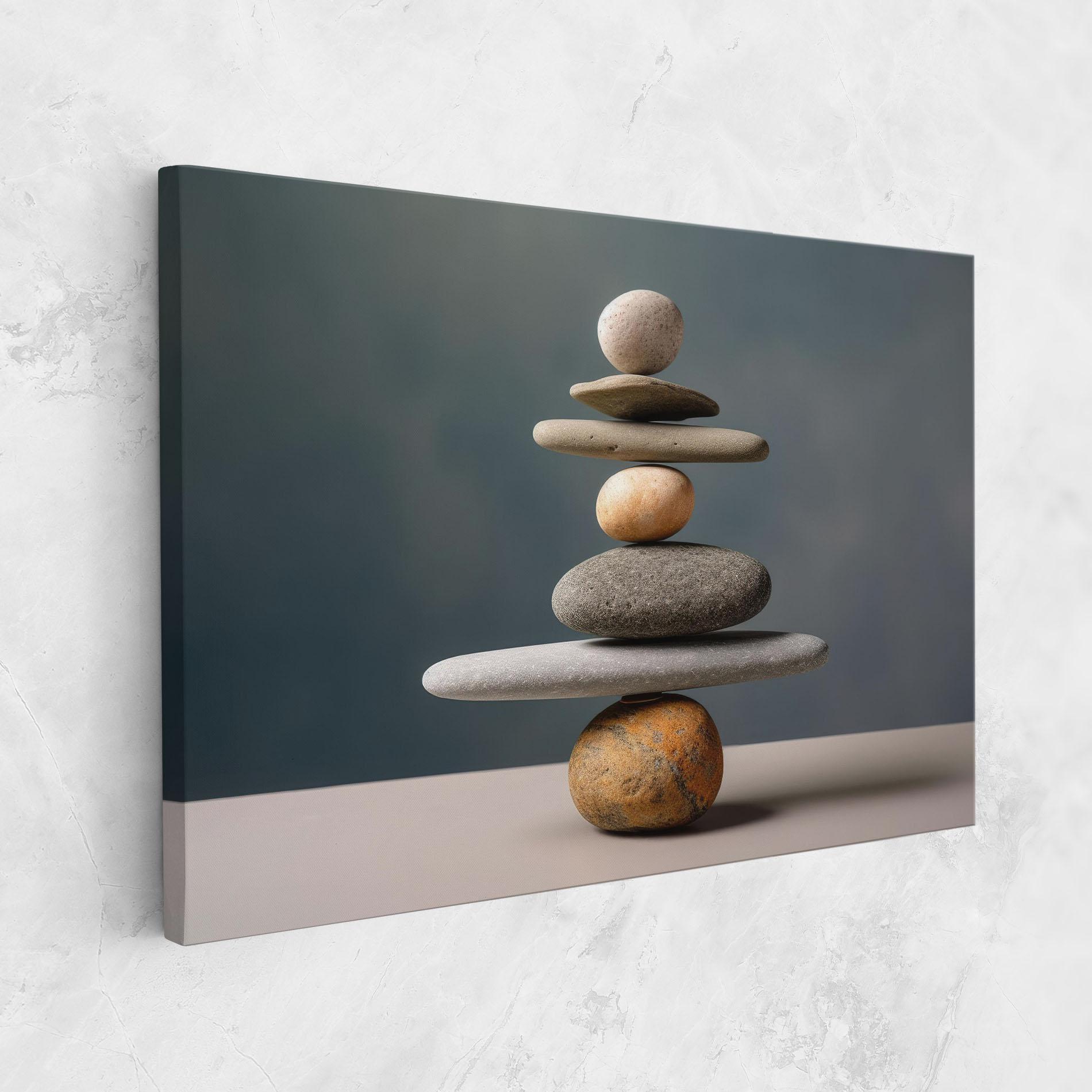Leinwandbild Balance Pebbles Pyramid mockup 1