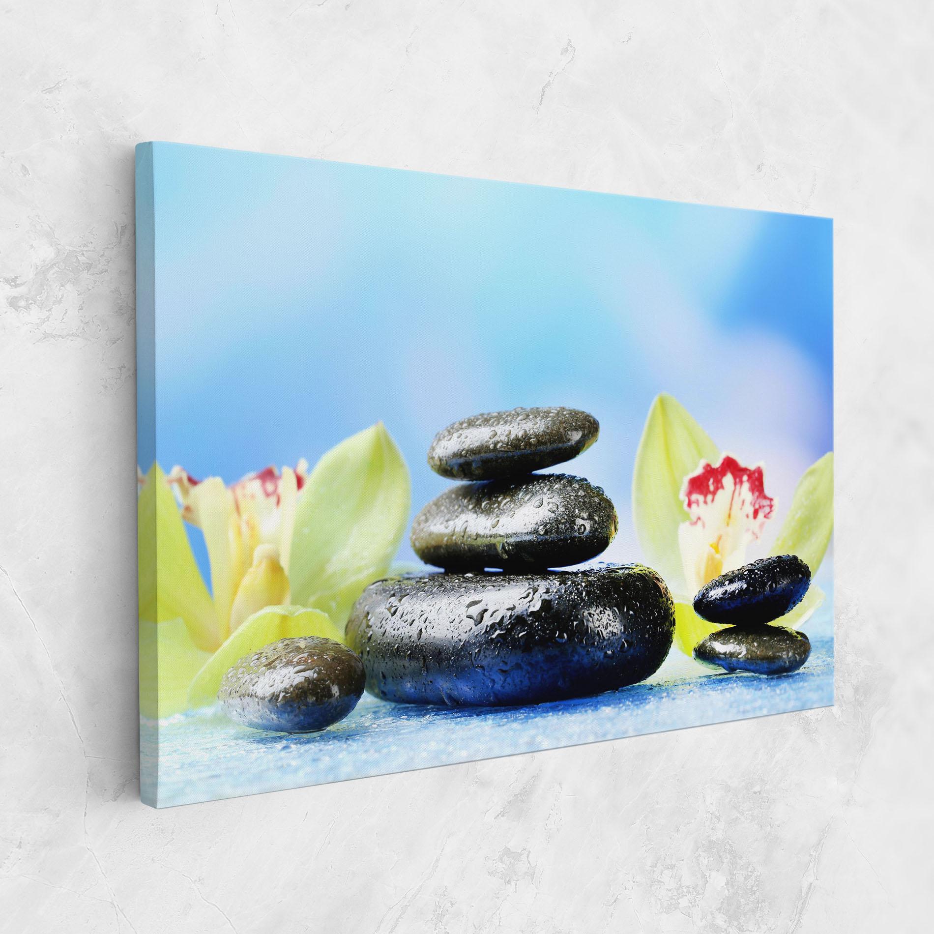 Leinwandbild Blooming Orchid Stone mockup 1