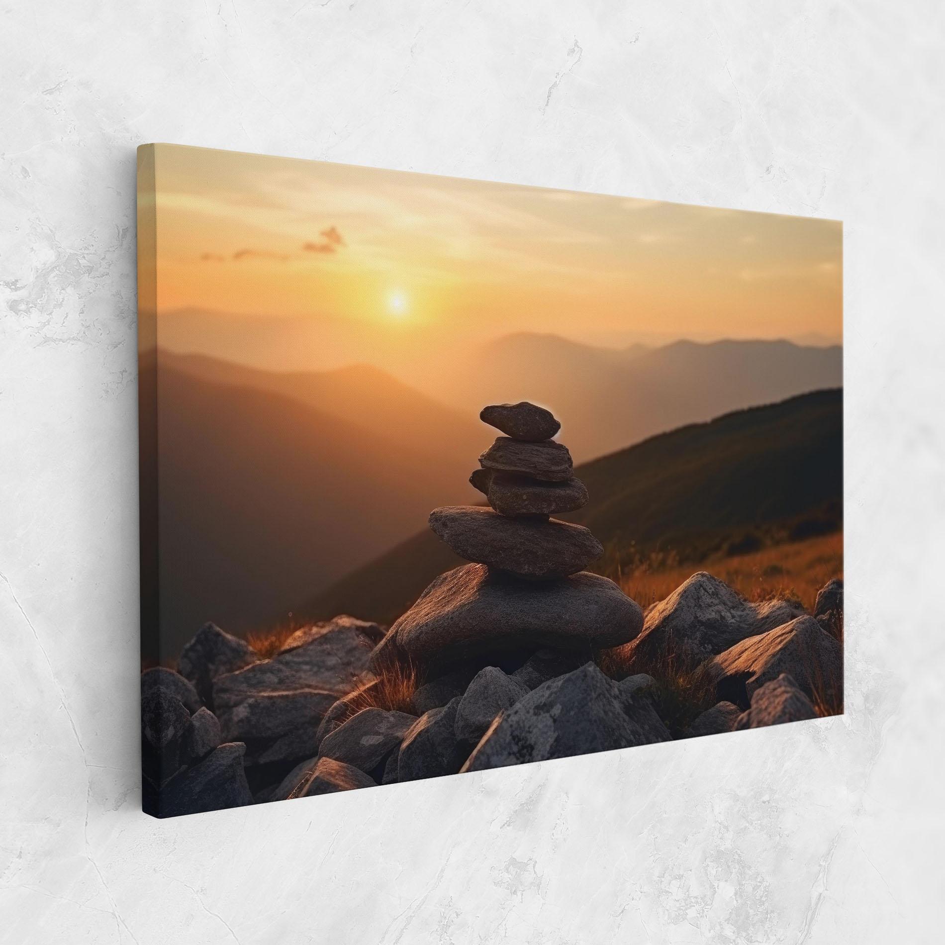 Leinwandbild Nature Sunset Stones mockup 1