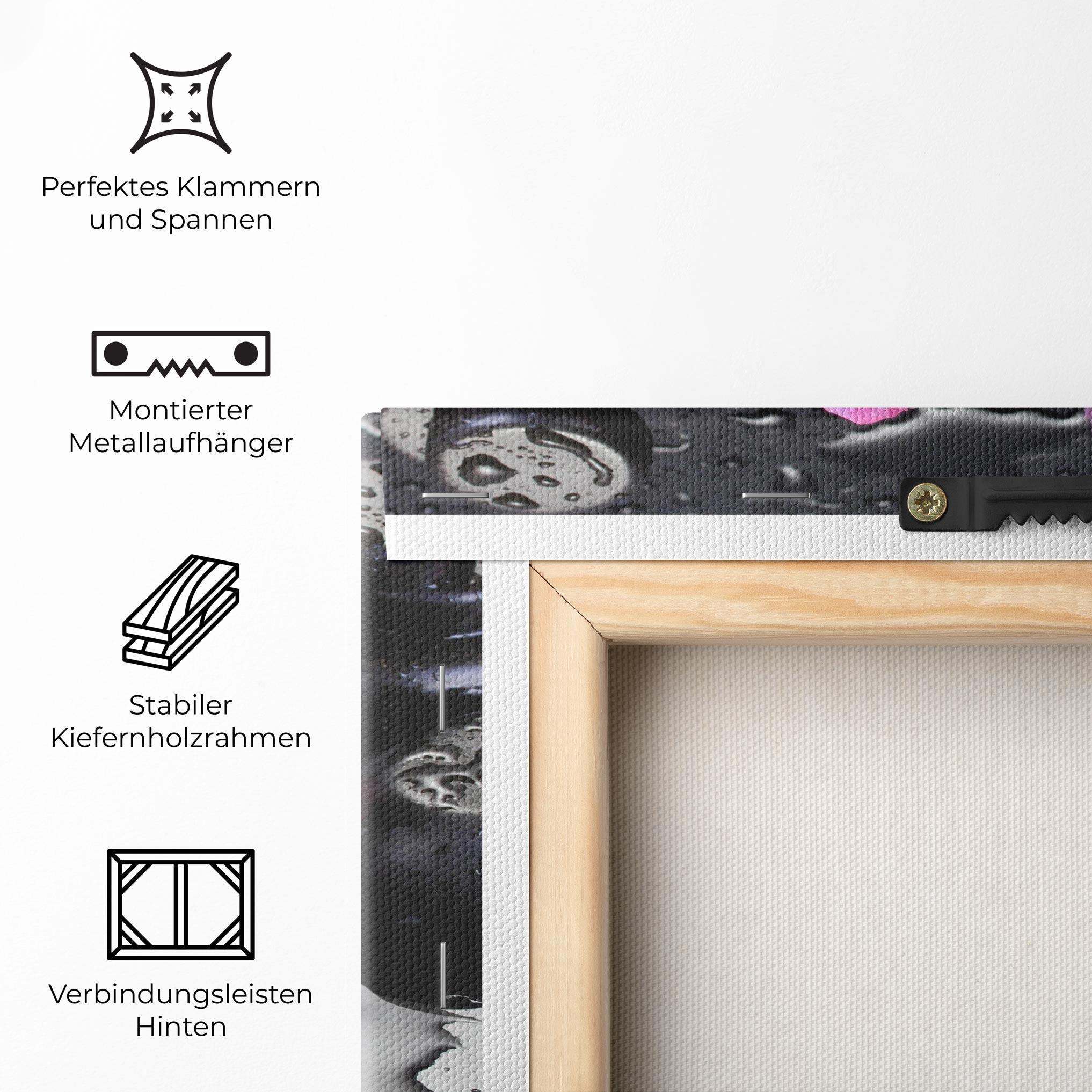 Leinwandbild Pink Flowers Stones mockup 5